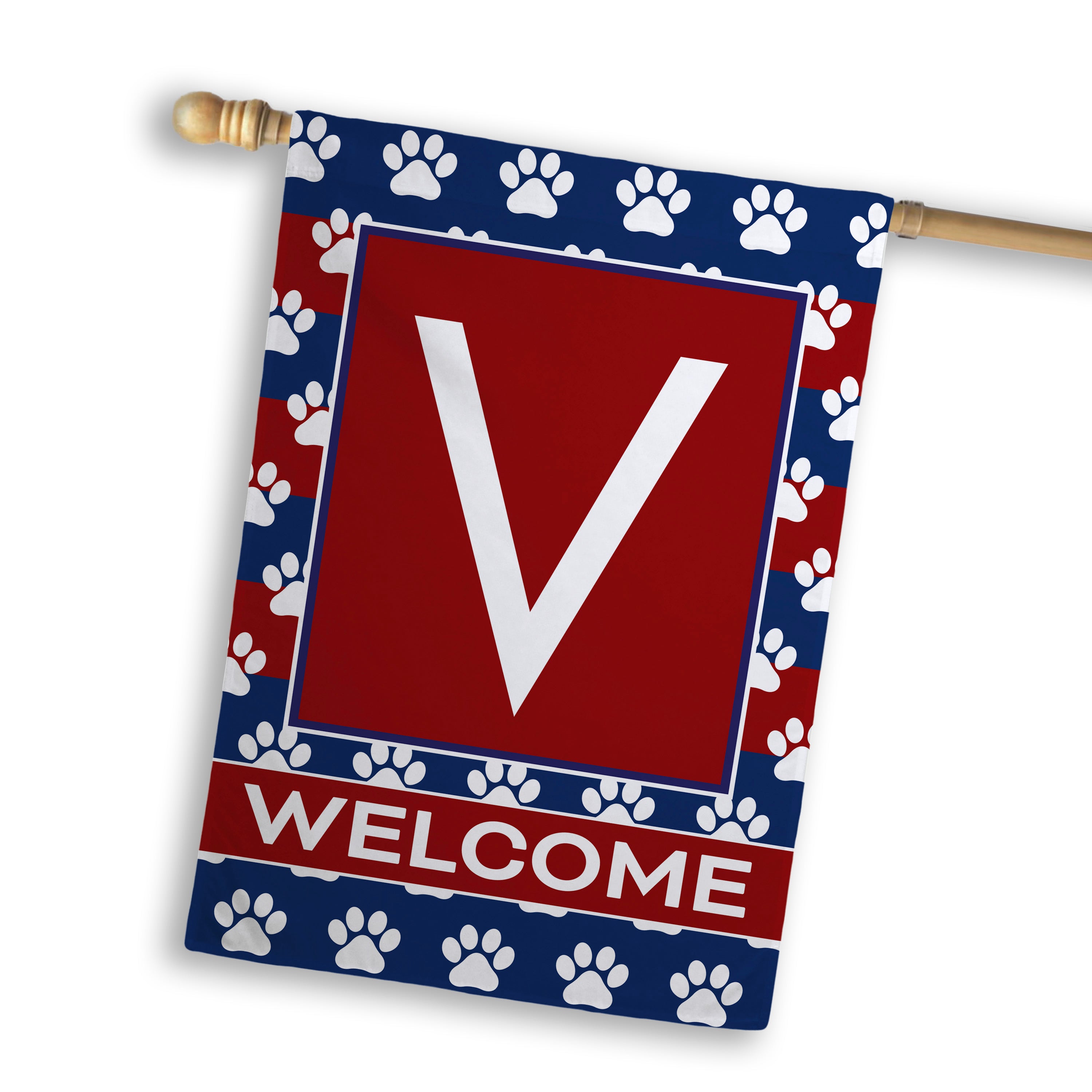 Patriotic, Paws Stripes, Monogram, House Flag