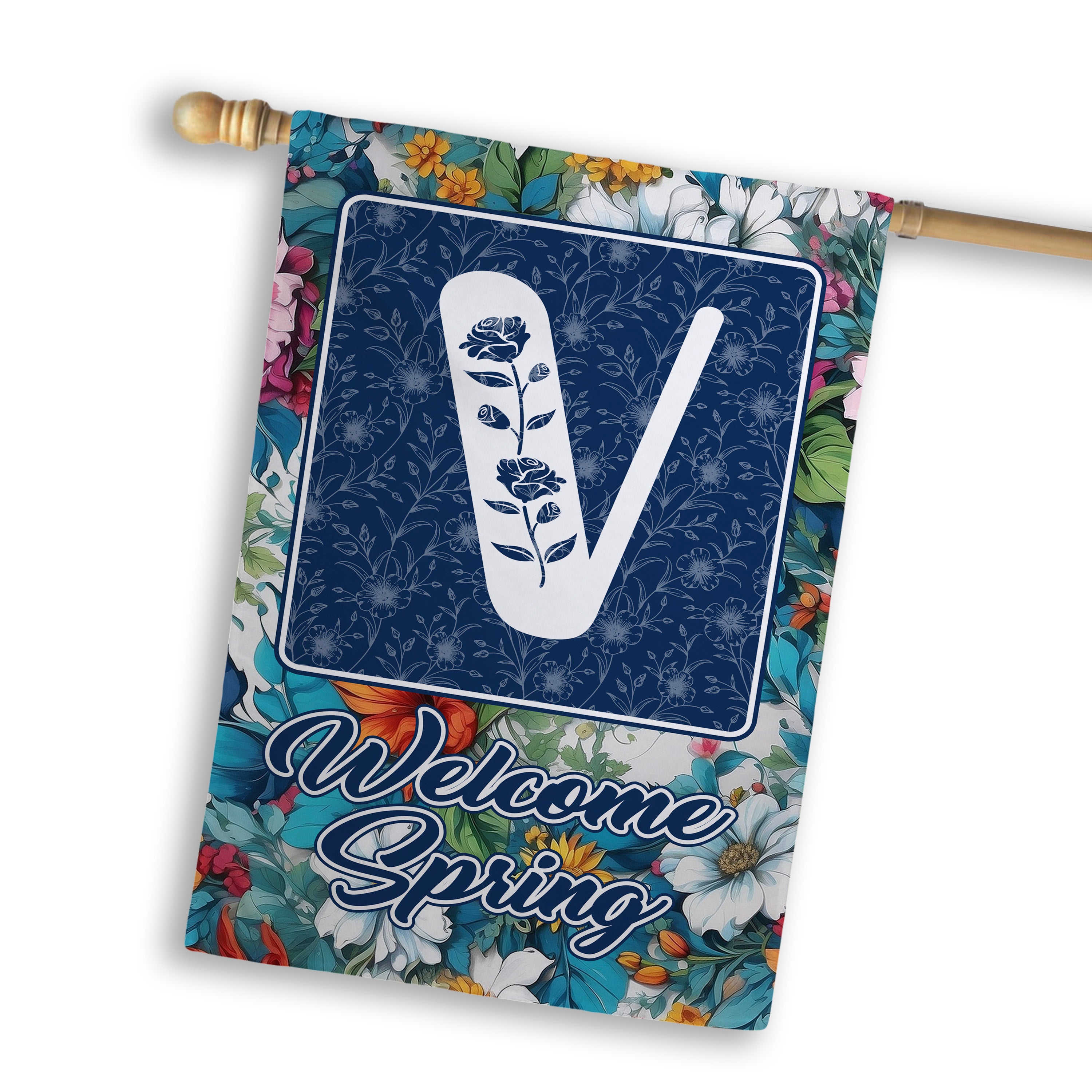 Spring, Welcome Spring,  Monogram, House Flag