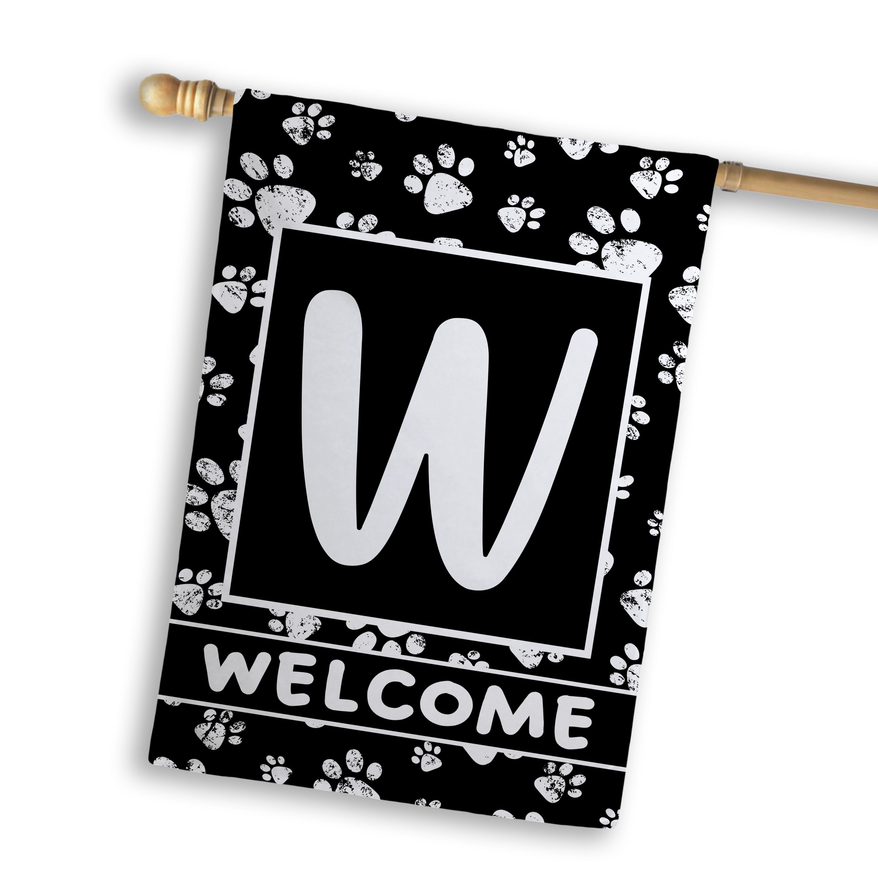 Welcome, Chalk Paws, Monogram, House Flag