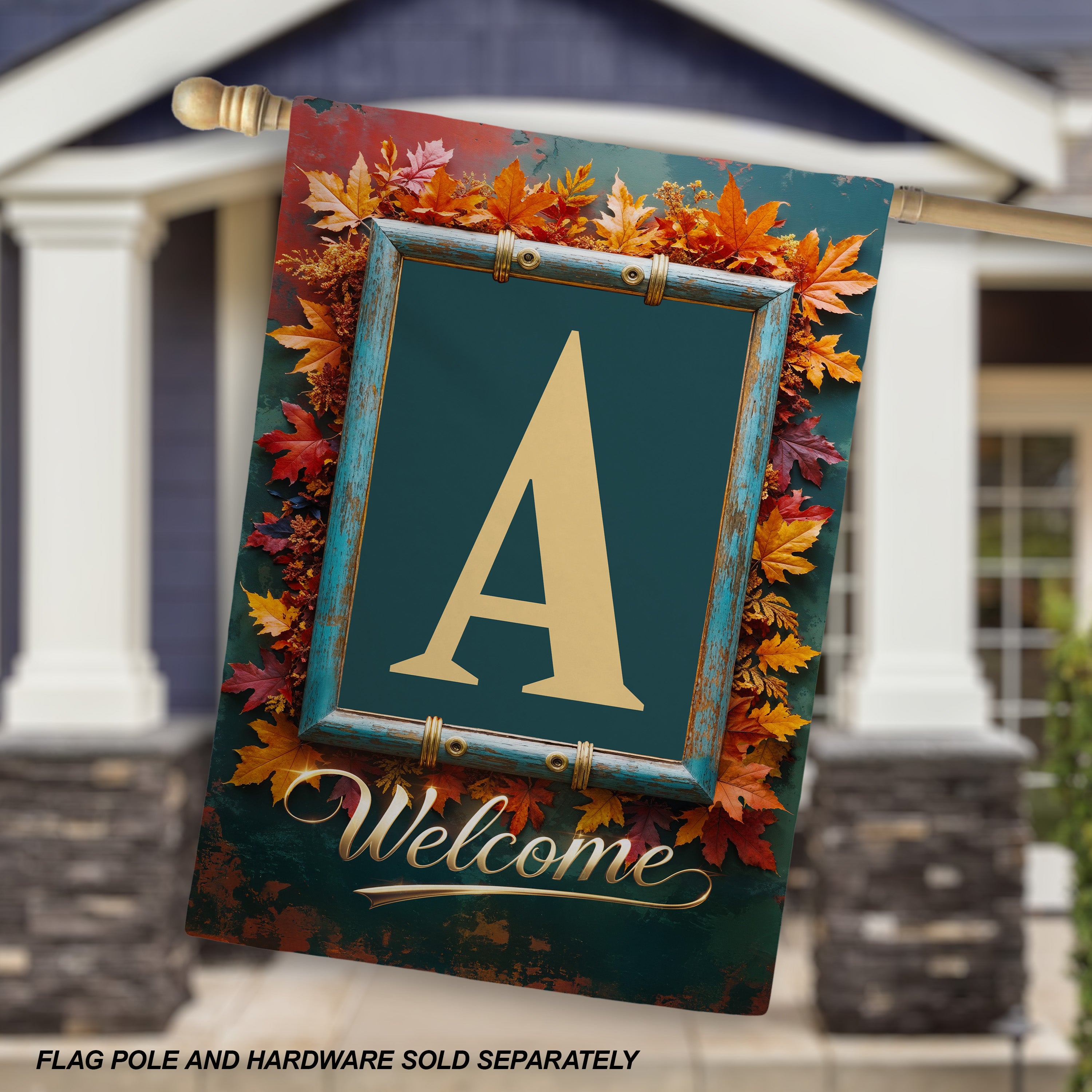 Fall, Welcome Fall, Monogram, House Flag