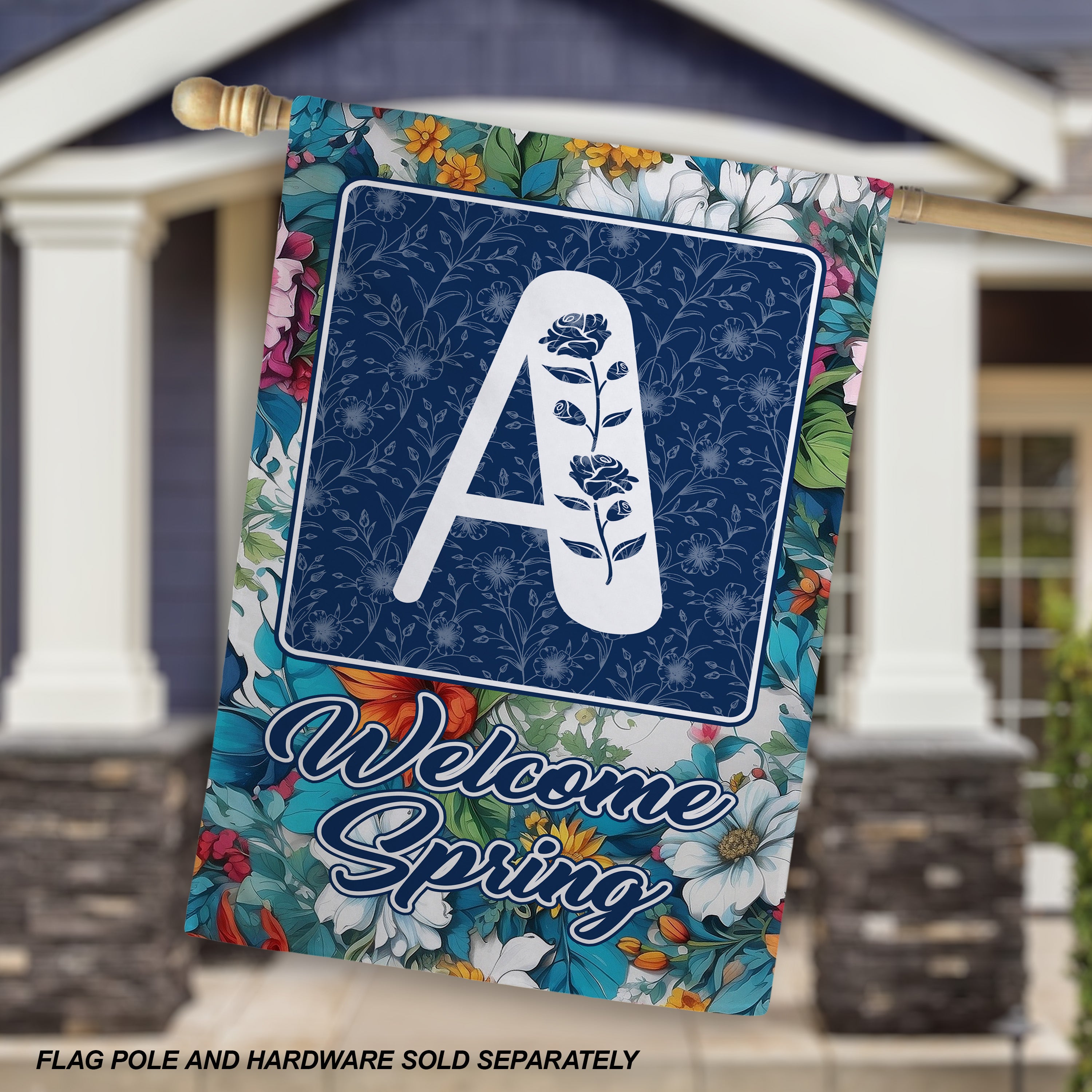 Spring, Welcome Spring,  Monogram, House Flag