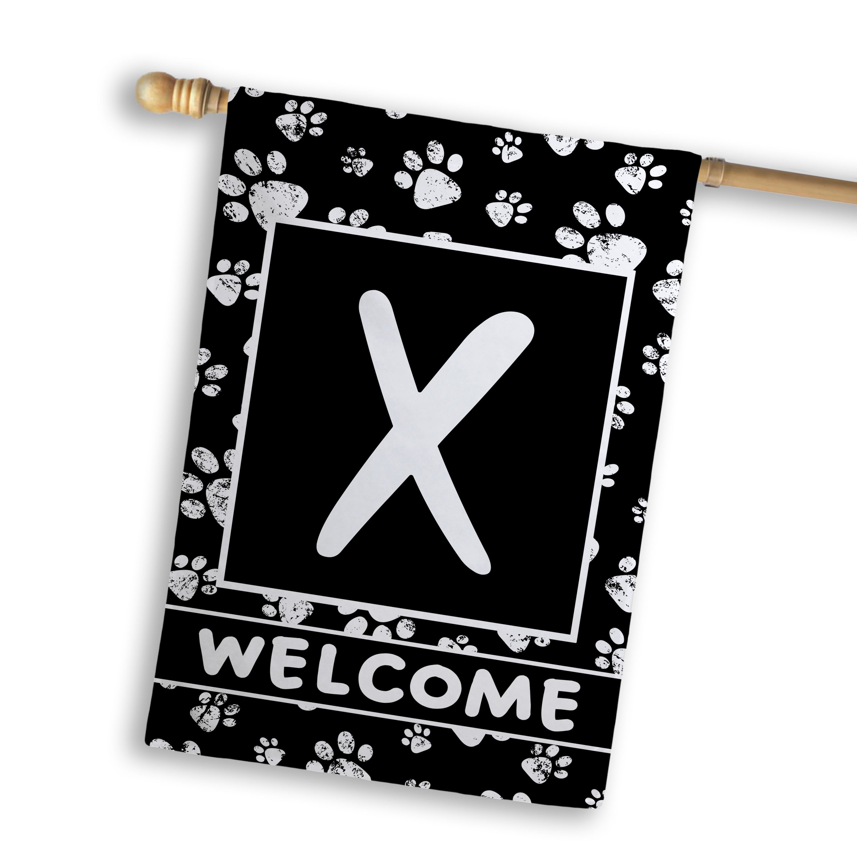 Welcome, Chalk Paws, Monogram, House Flag