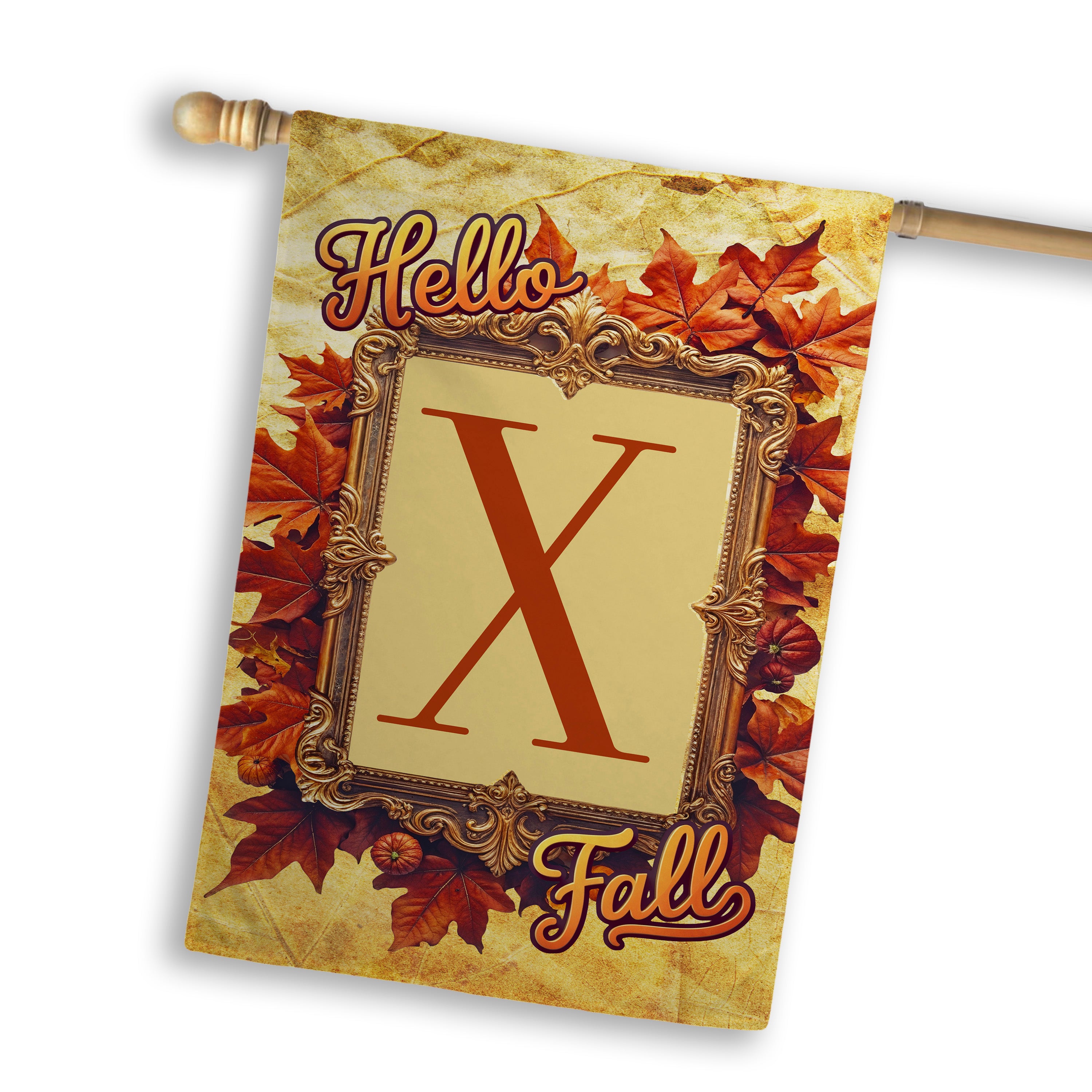 Fall, Hello Fall, Monogram, House Flag