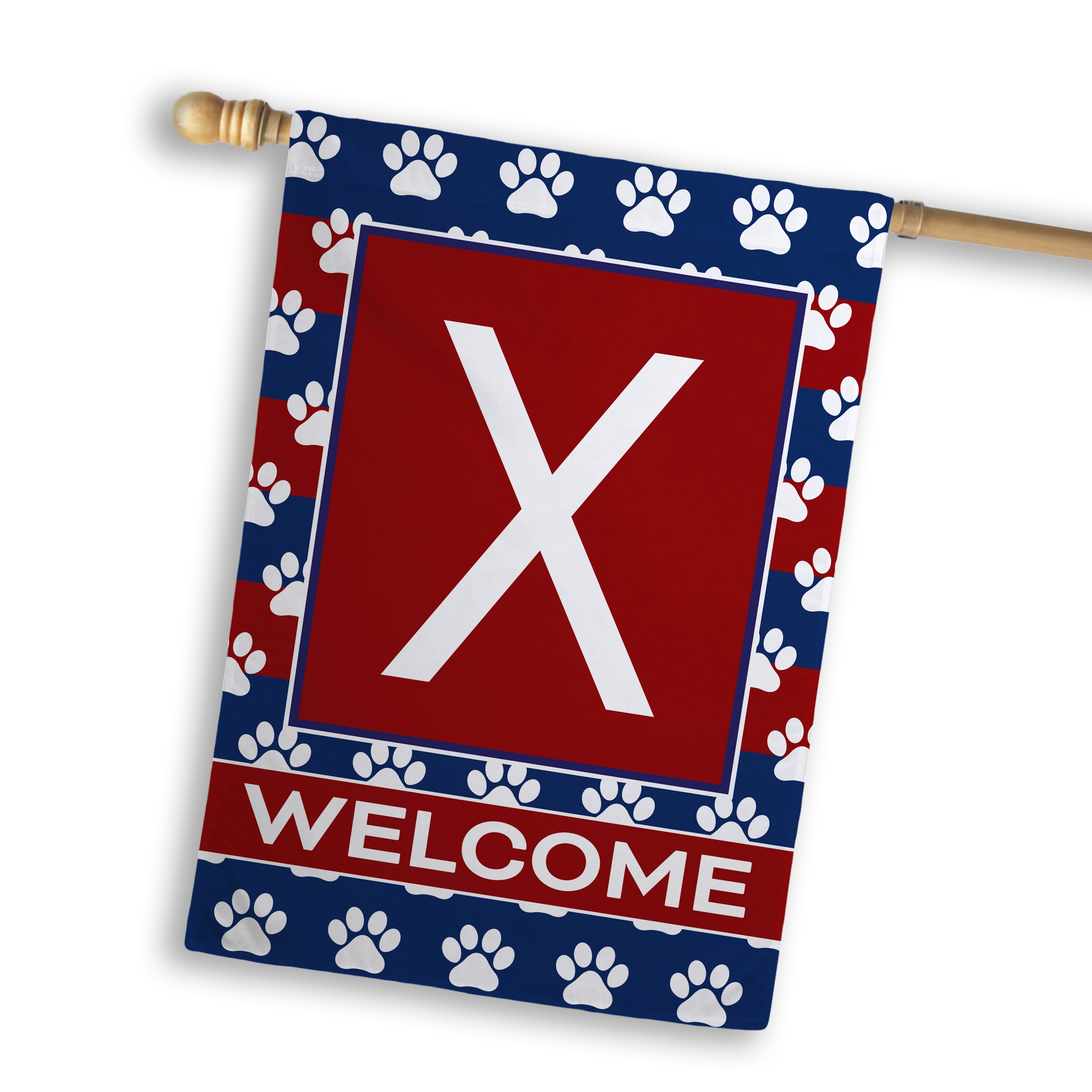 Patriotic, Paws Stripes, Monogram, House Flag