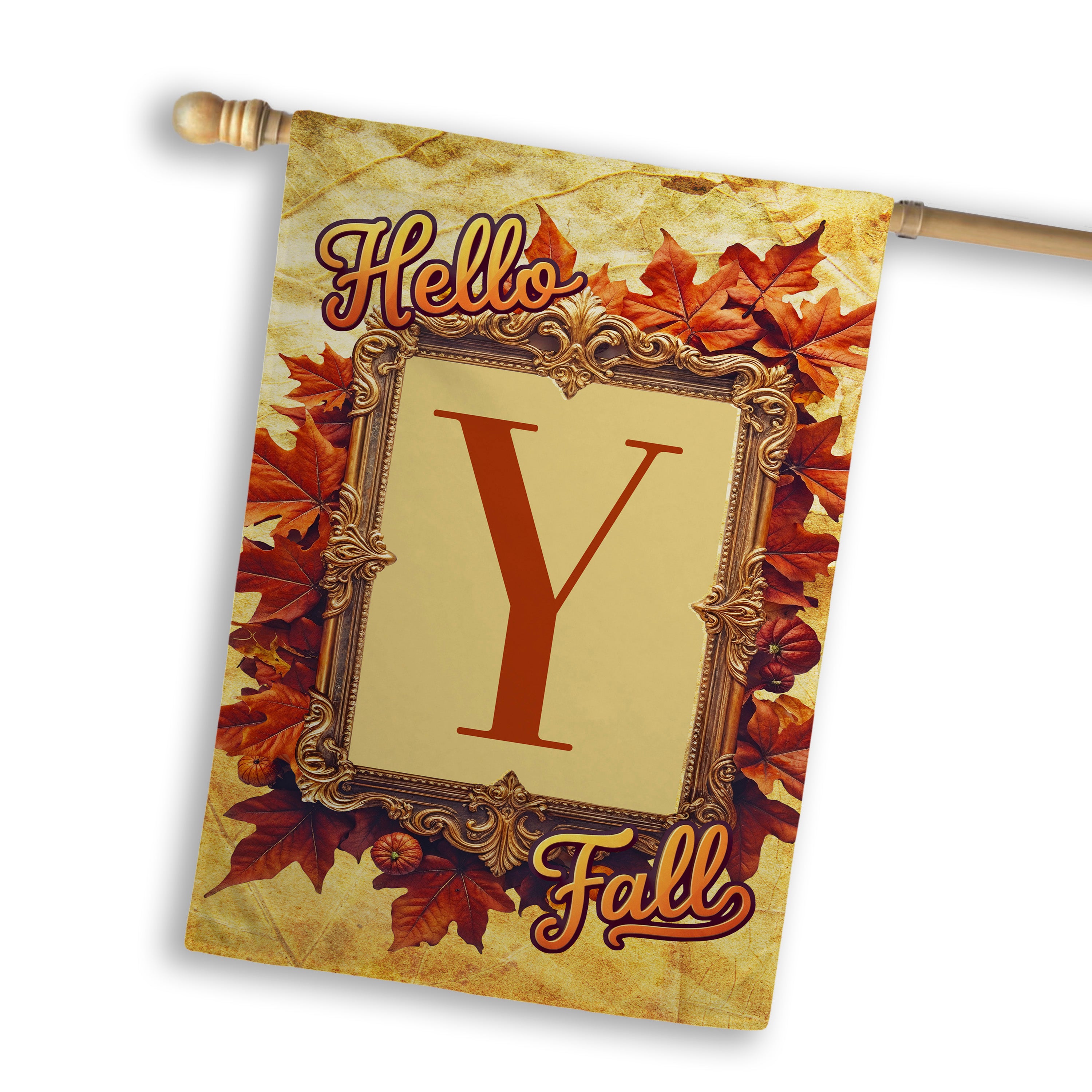 Fall, Hello Fall, Monogram, House Flag