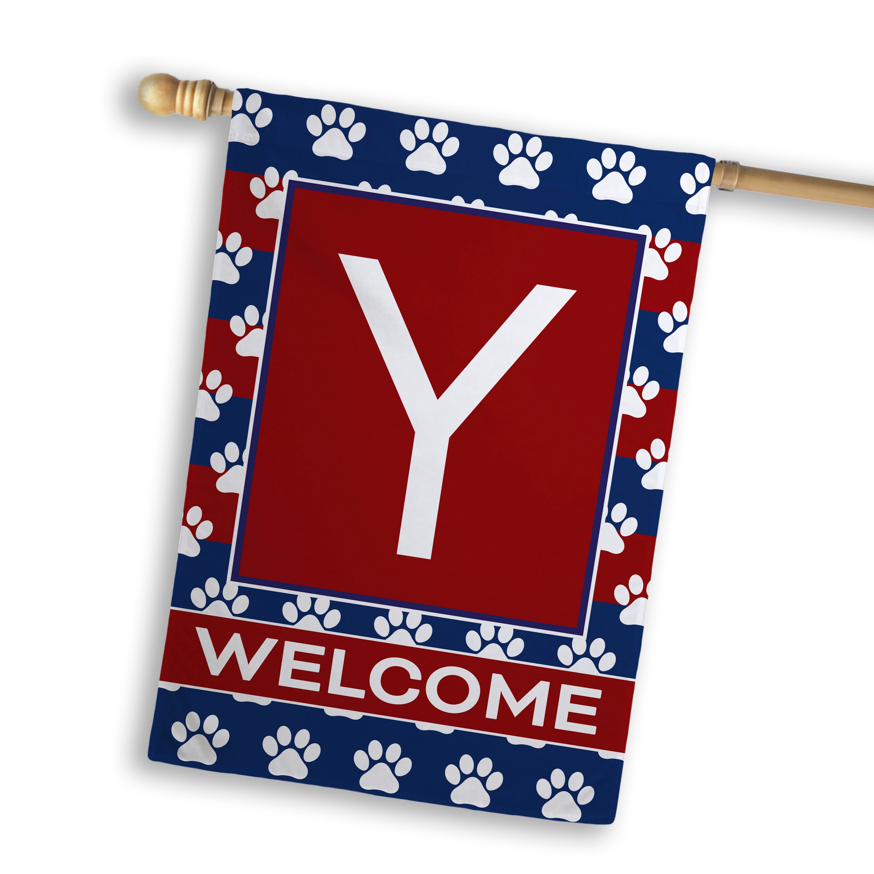 Patriotic, Paws Stripes, Monogram, House Flag