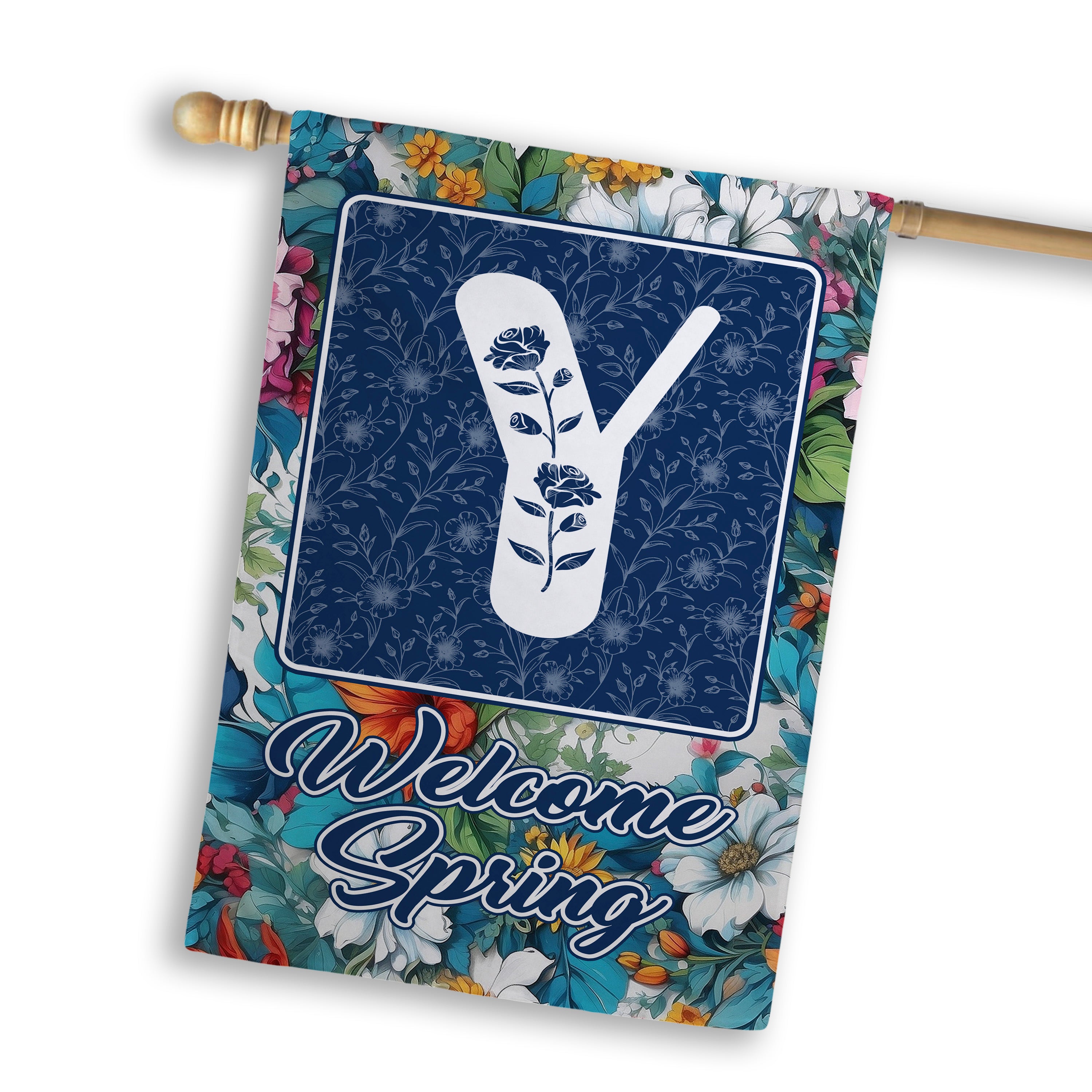 Spring, Welcome Spring,  Monogram, House Flag