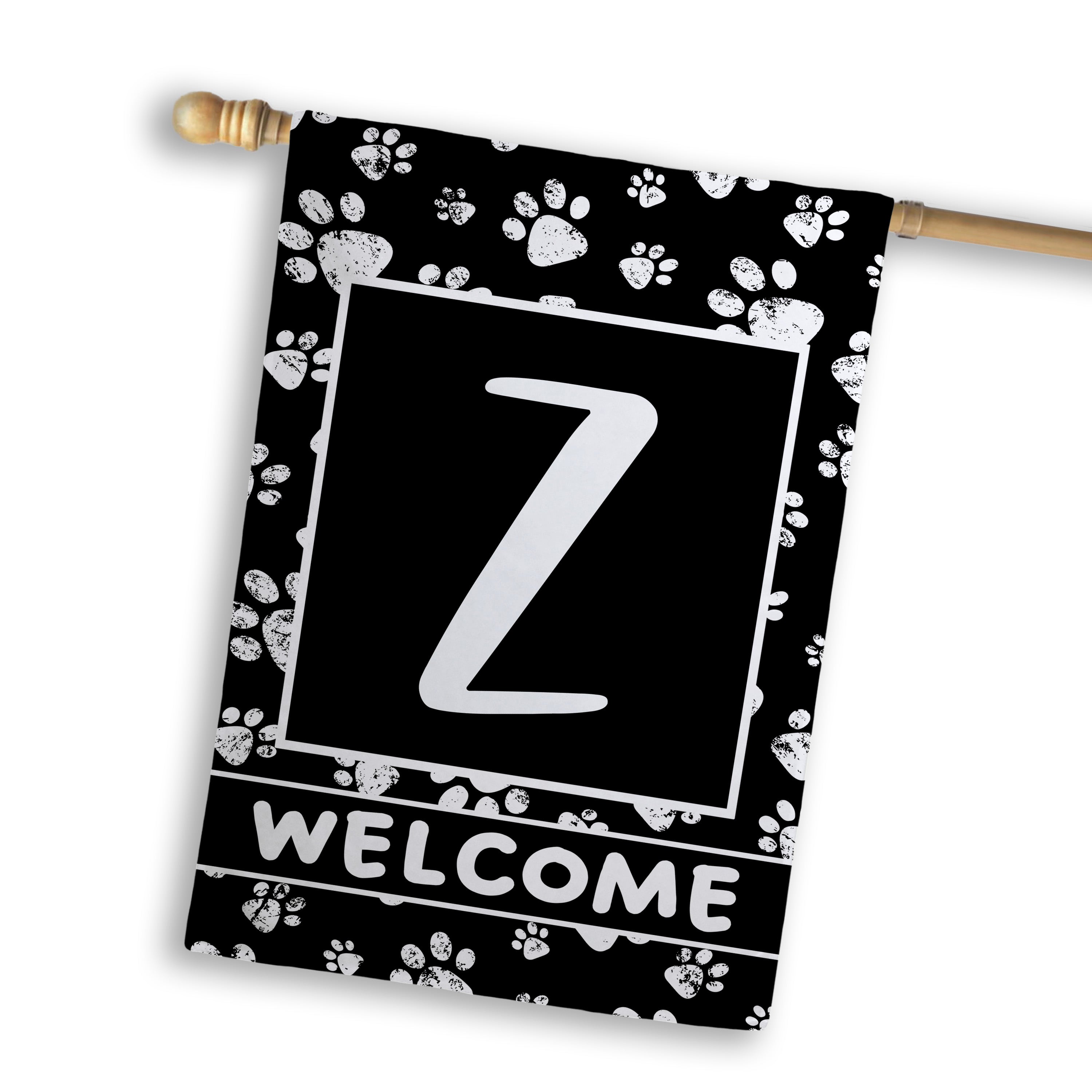 Welcome, Chalk Paws, Monogram, House Flag