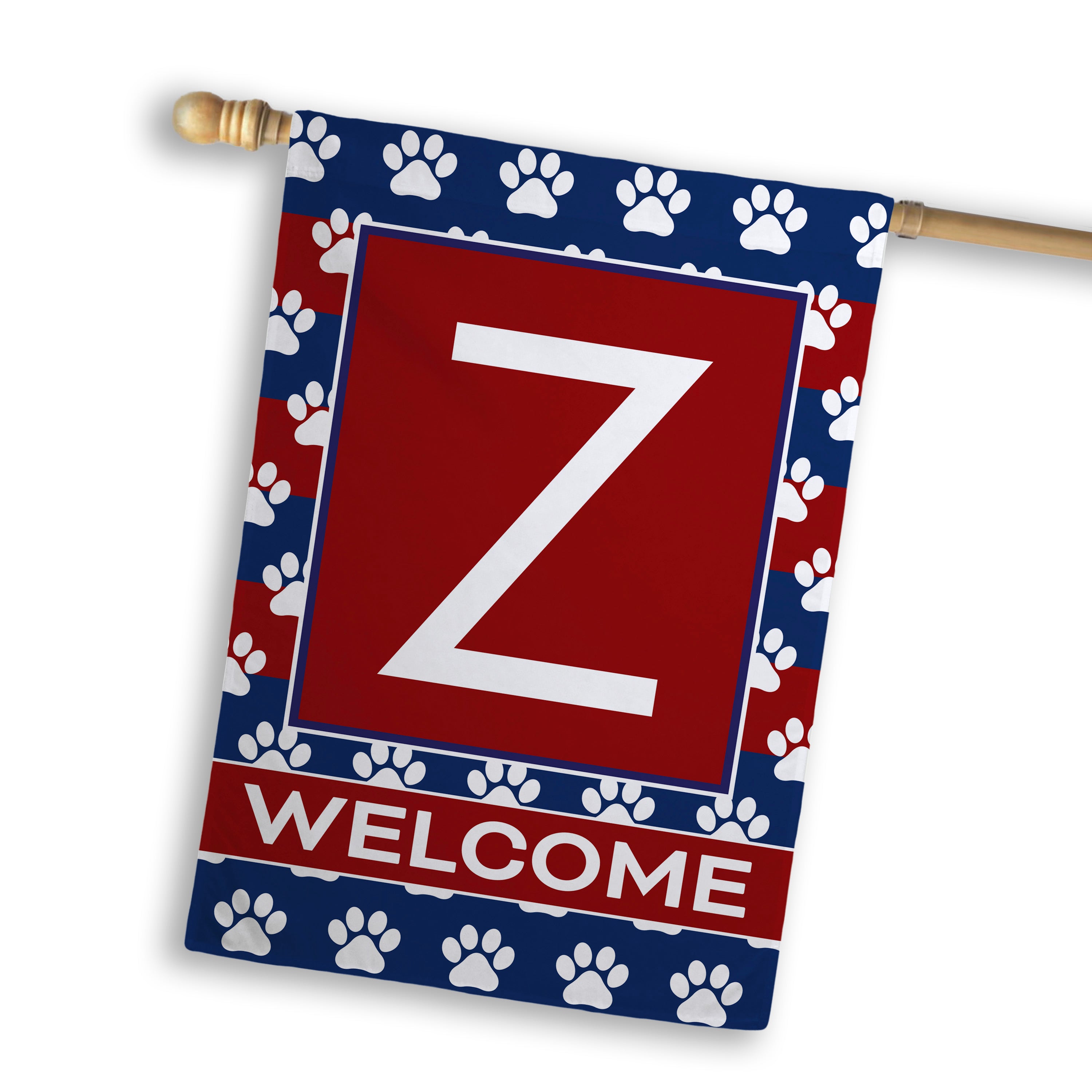 Patriotic, Paws Stripes, Monogram, House Flag
