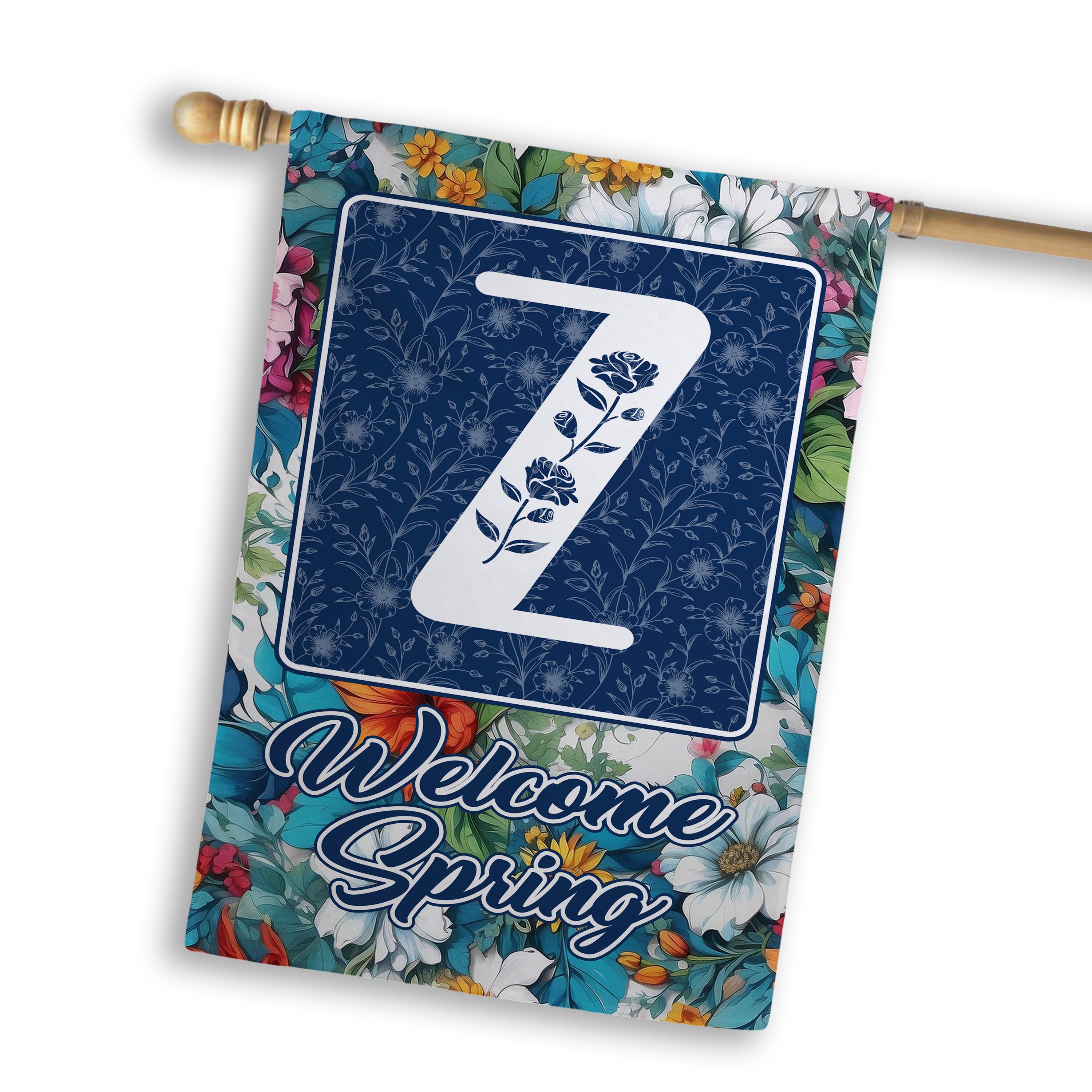 Spring, Welcome Spring,  Monogram, House Flag