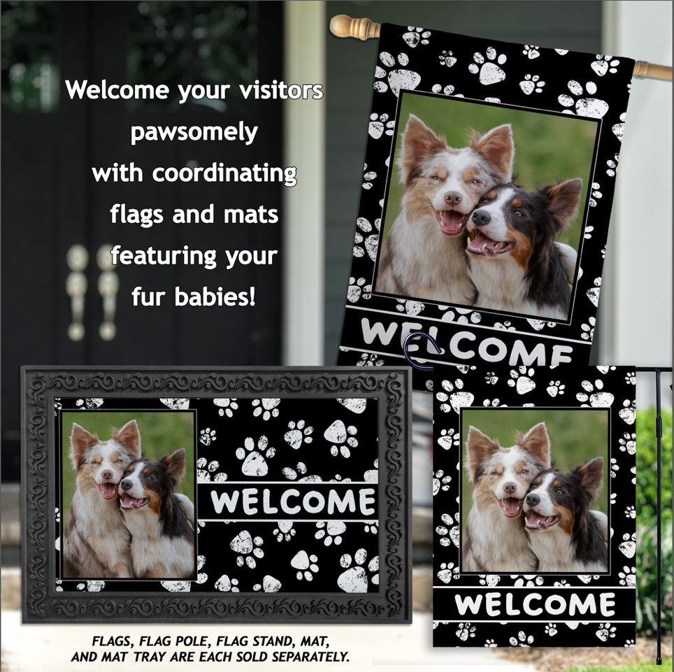 Custom Dog Welcome Mat – Personalized with Your Pet’s Photo – 80+ Themes