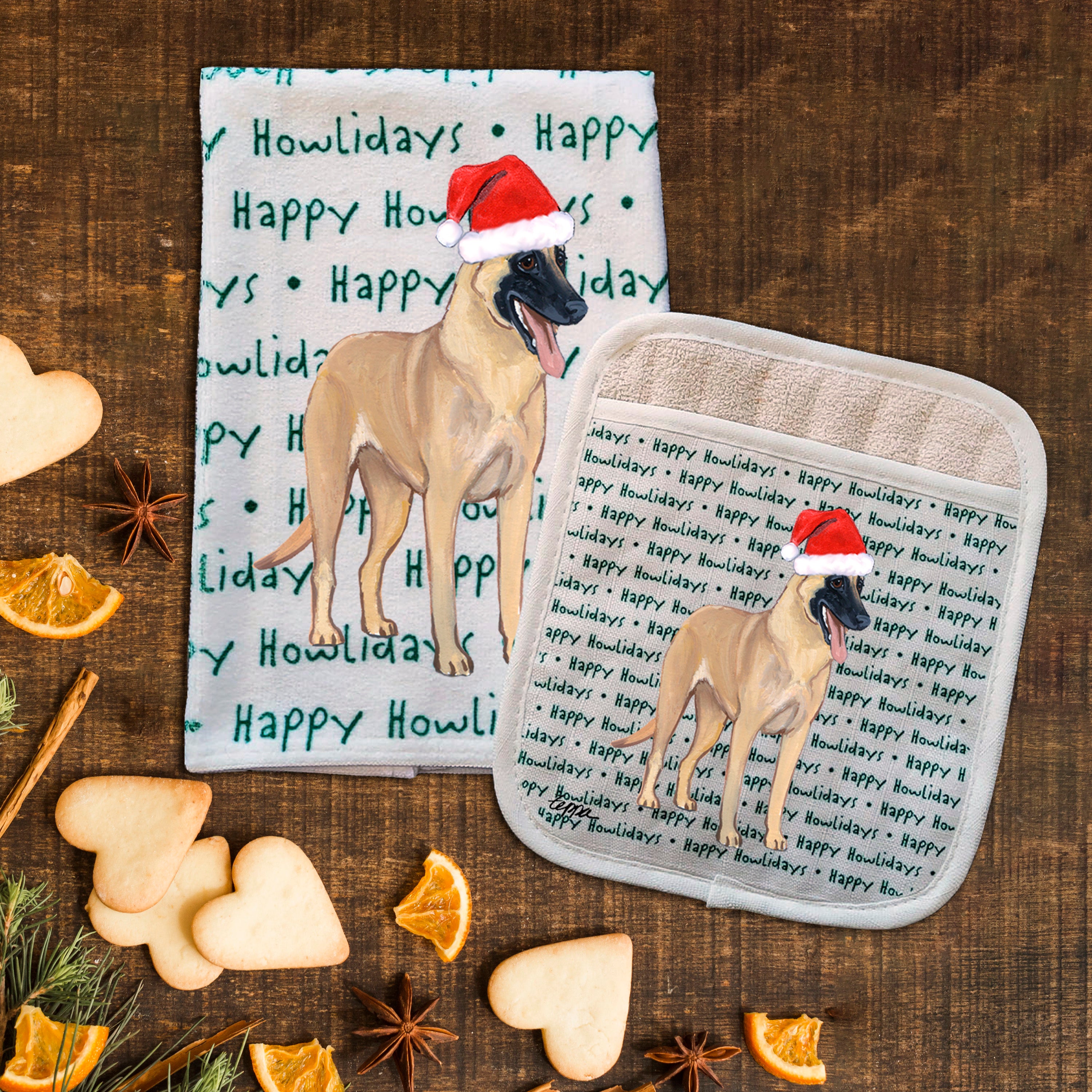 Belgian Malinois Christmas Kitchen Textiles Set