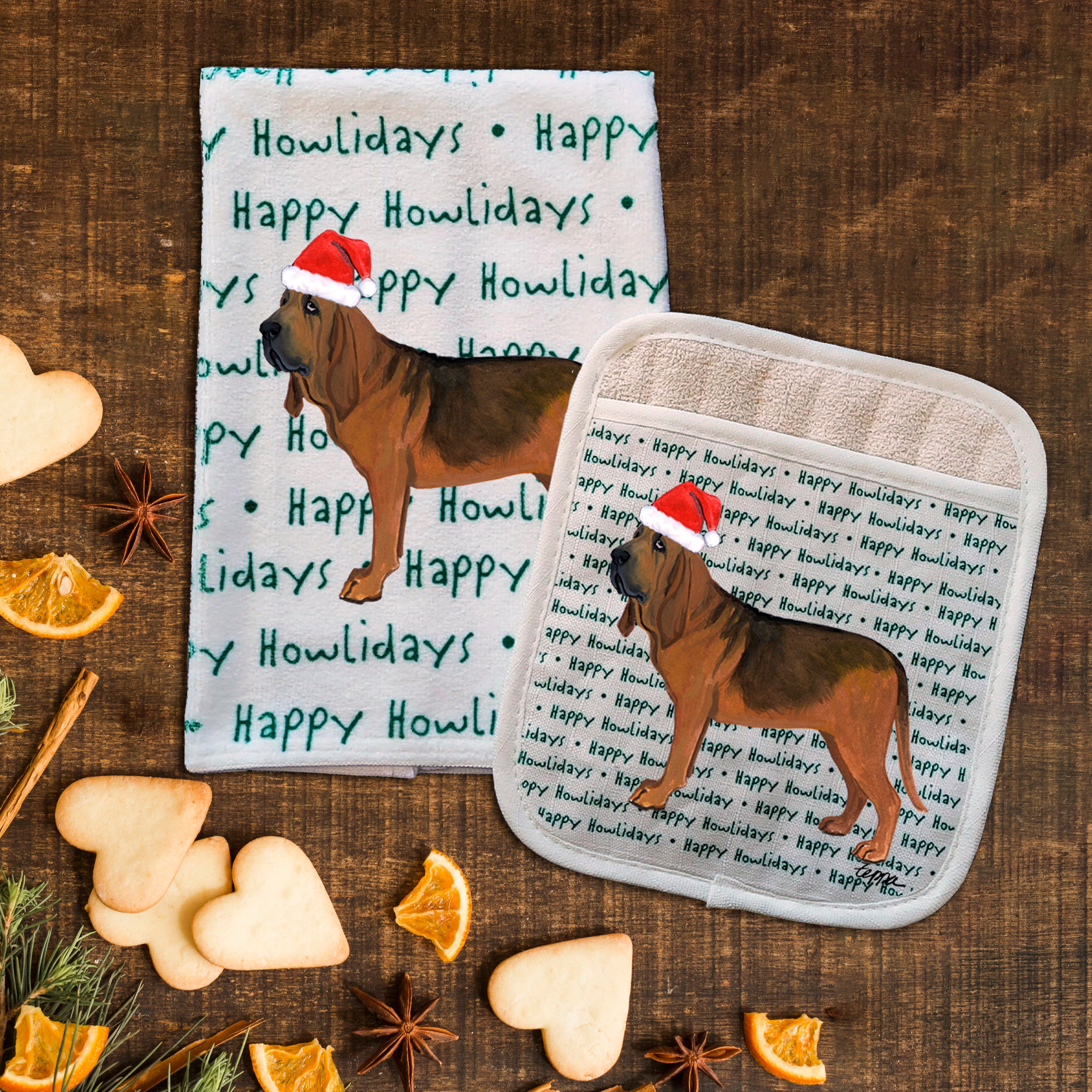 Bloodhound Christmas Kitchen Textiles Set
