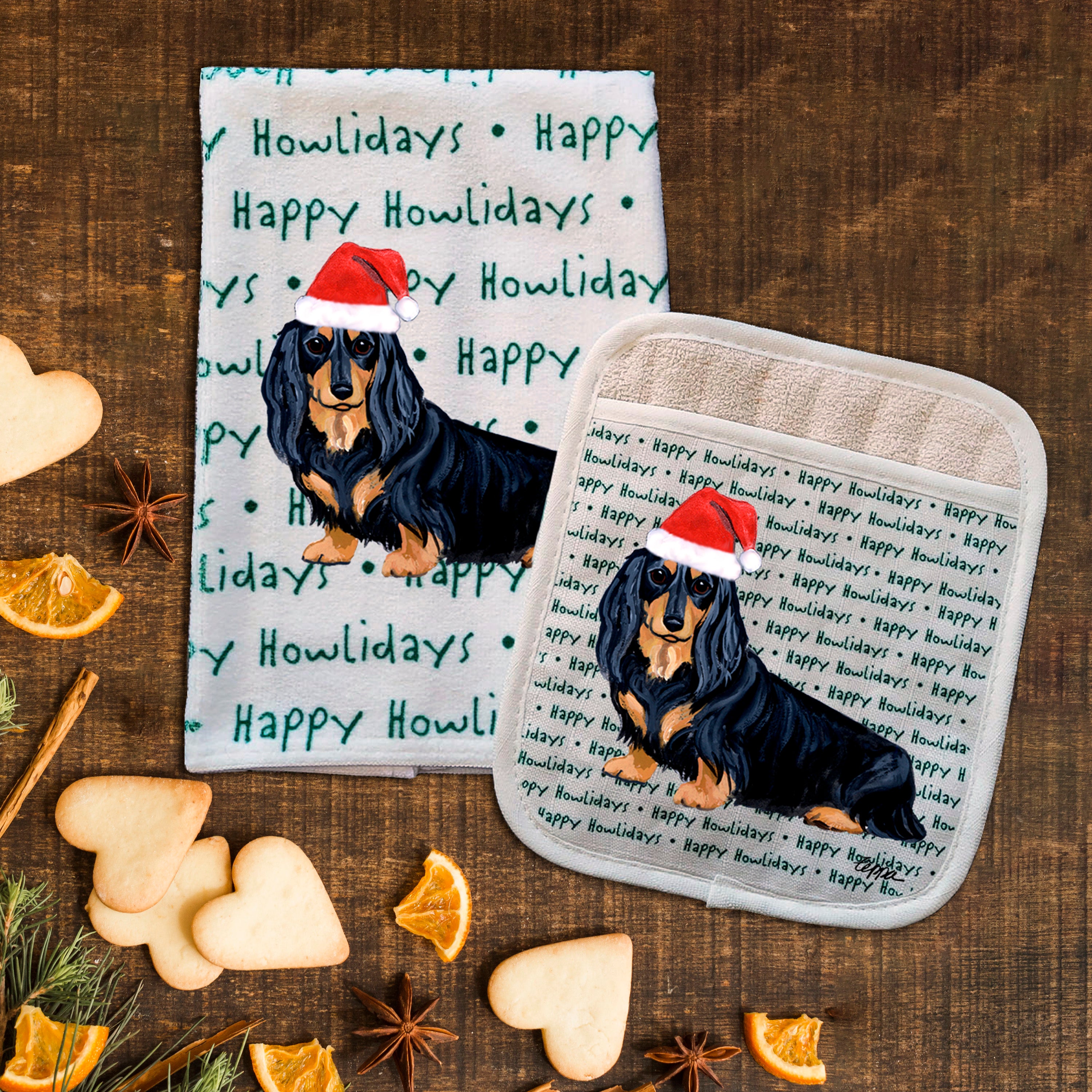 Dachshund Christmas Kitchen Textiles Set