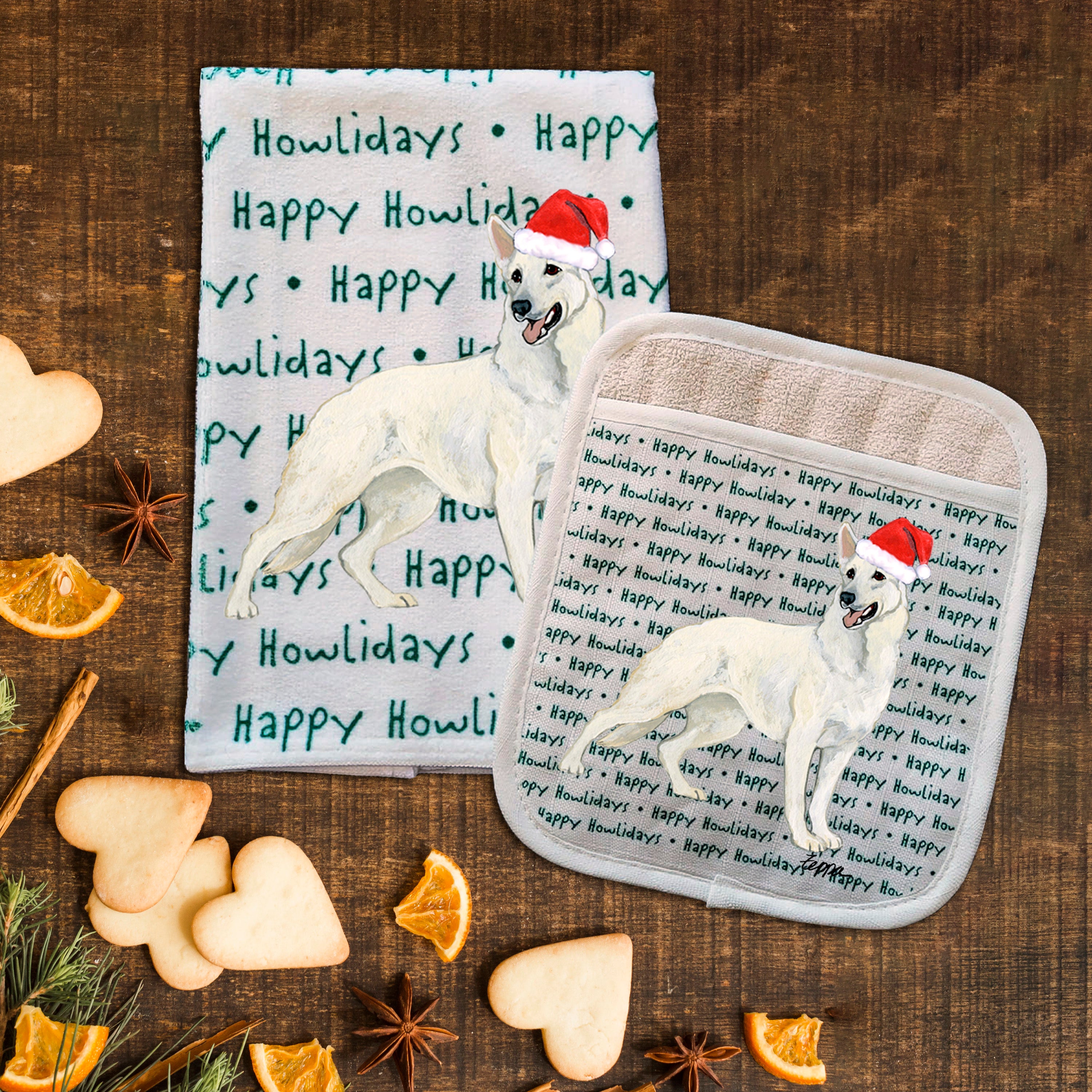 German Shepherd Christmas Kitchen Textiles Set