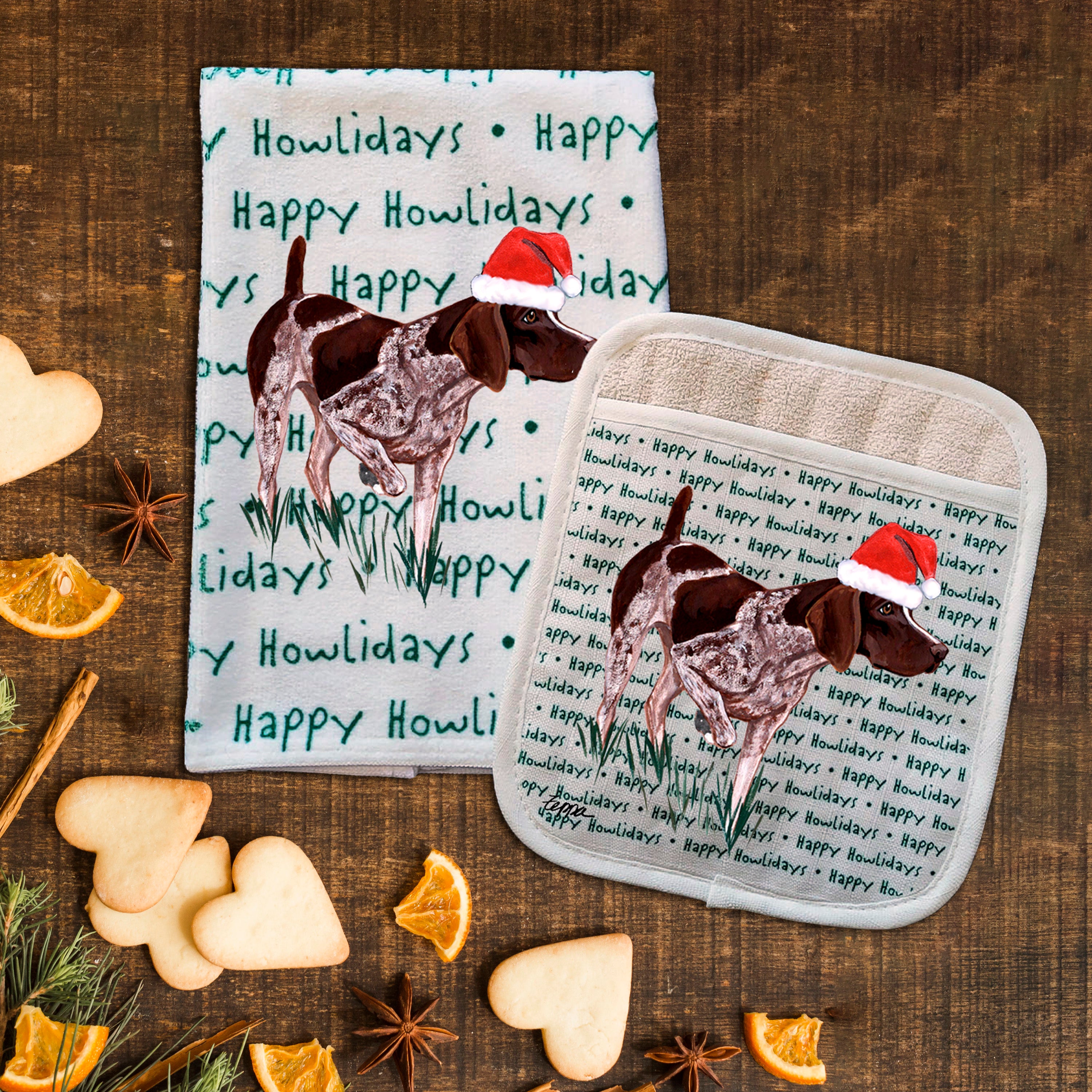 German Shorthair Pointer Christmas Kitchen Textiles Set