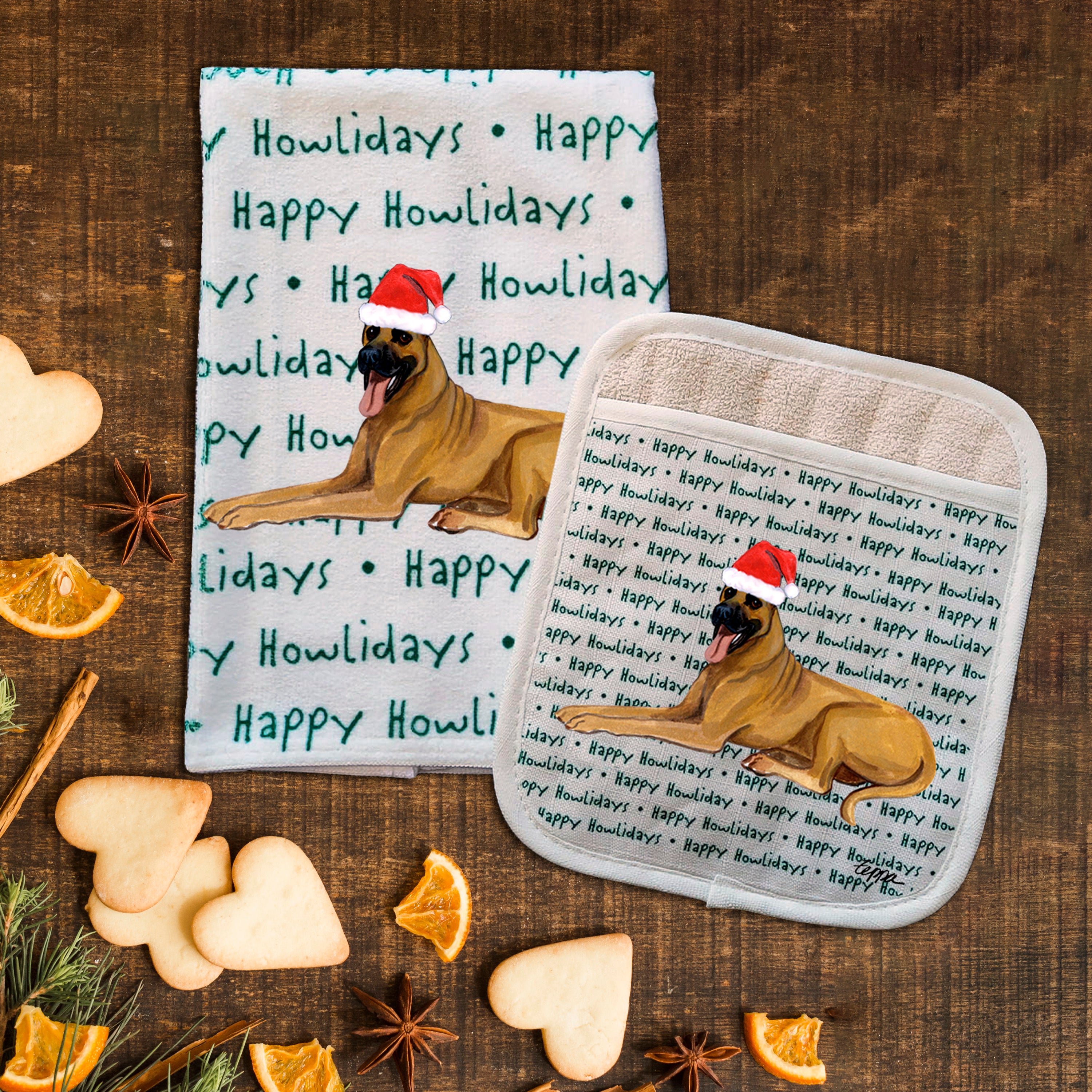 Great Dane Christmas Kitchen Textiles Set