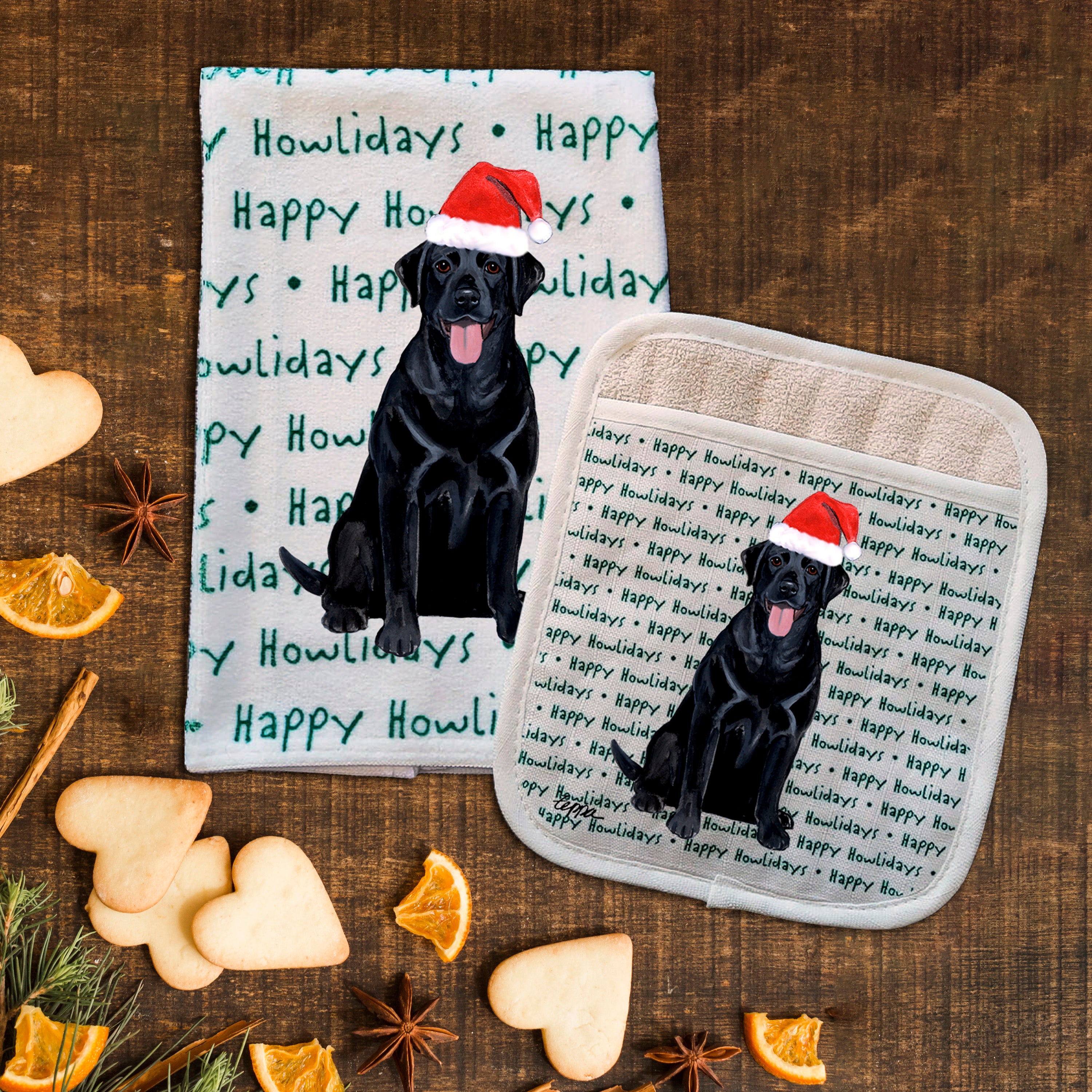 Labrador Retriever Christmas Kitchen Textiles Set