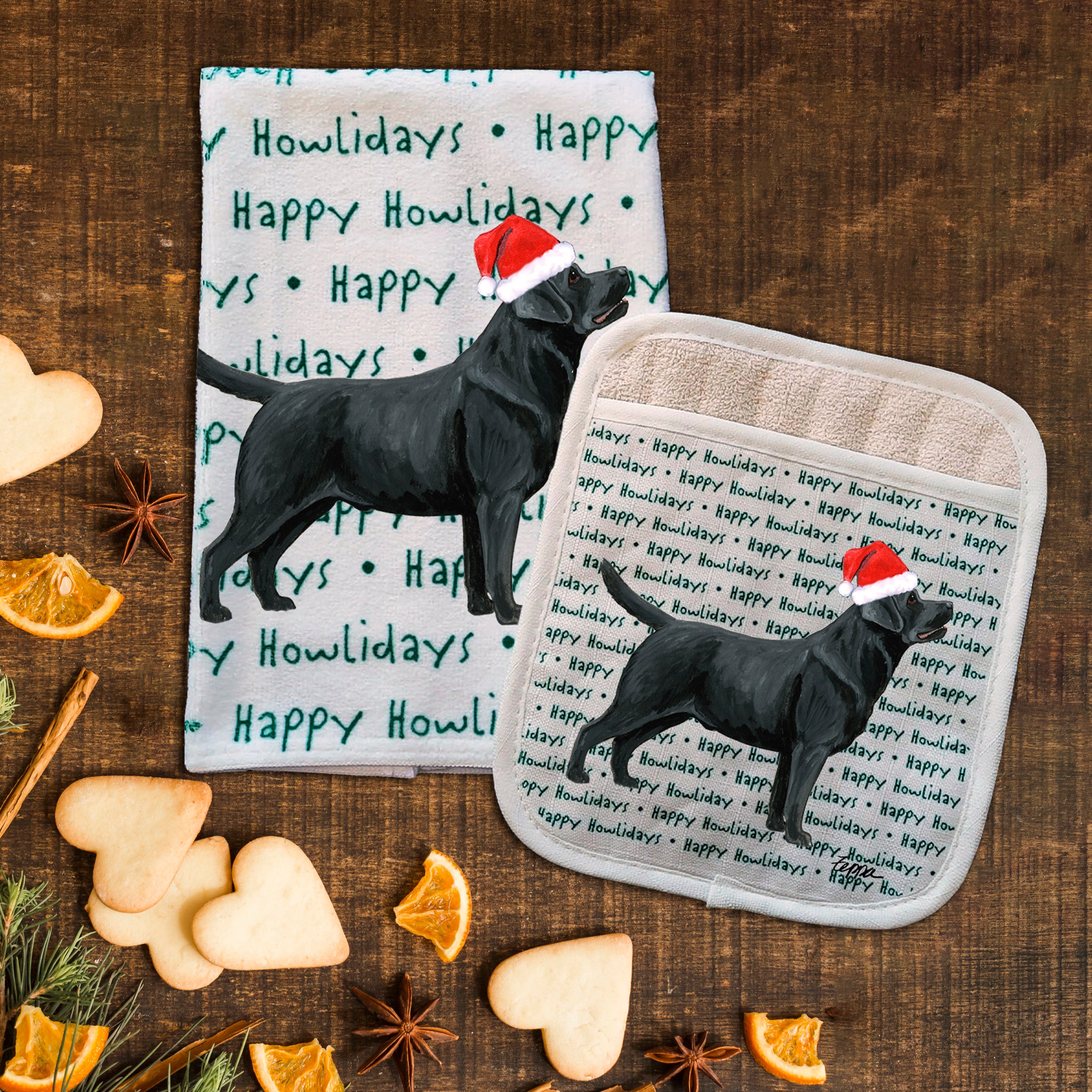 Labrador Retriever Christmas Kitchen Textiles Set