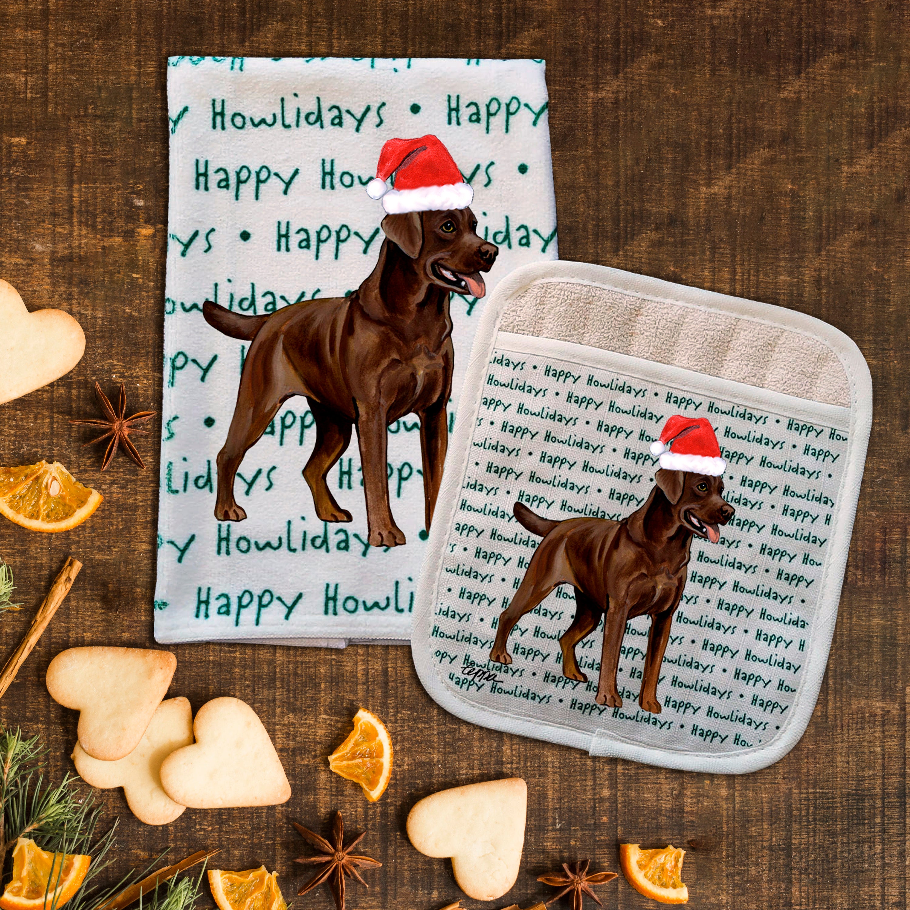 Labrador Retriever Christmas Kitchen Textiles Set