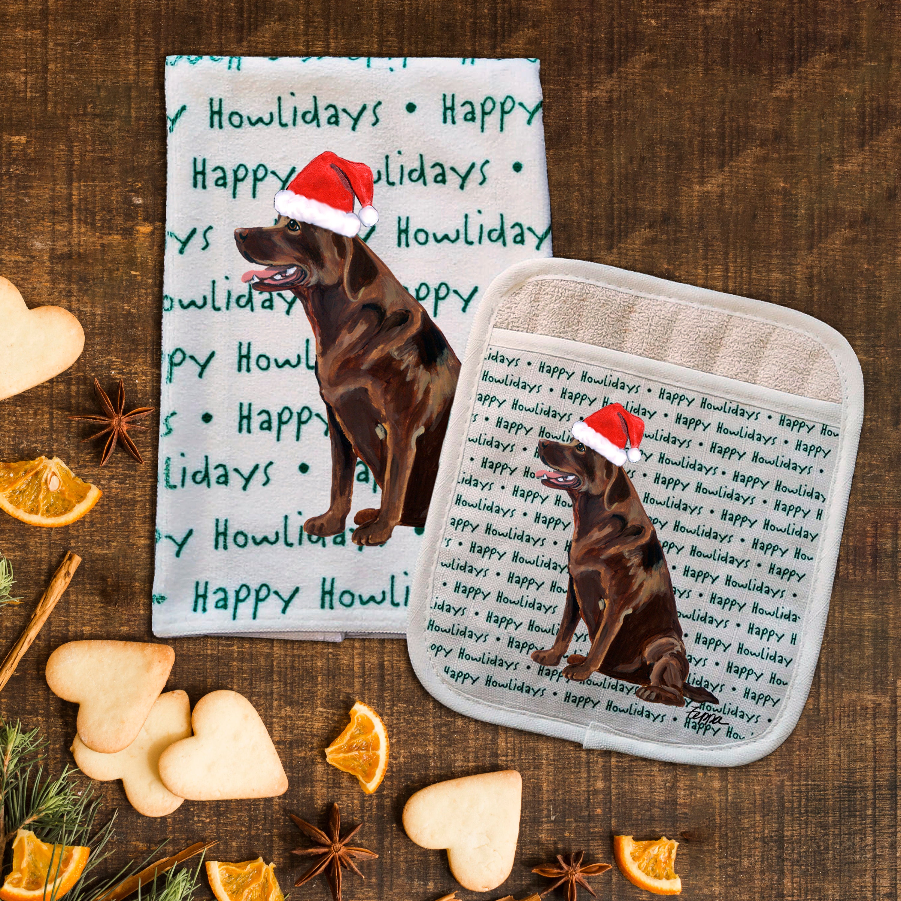 Labrador Retriever Christmas Kitchen Textiles Set