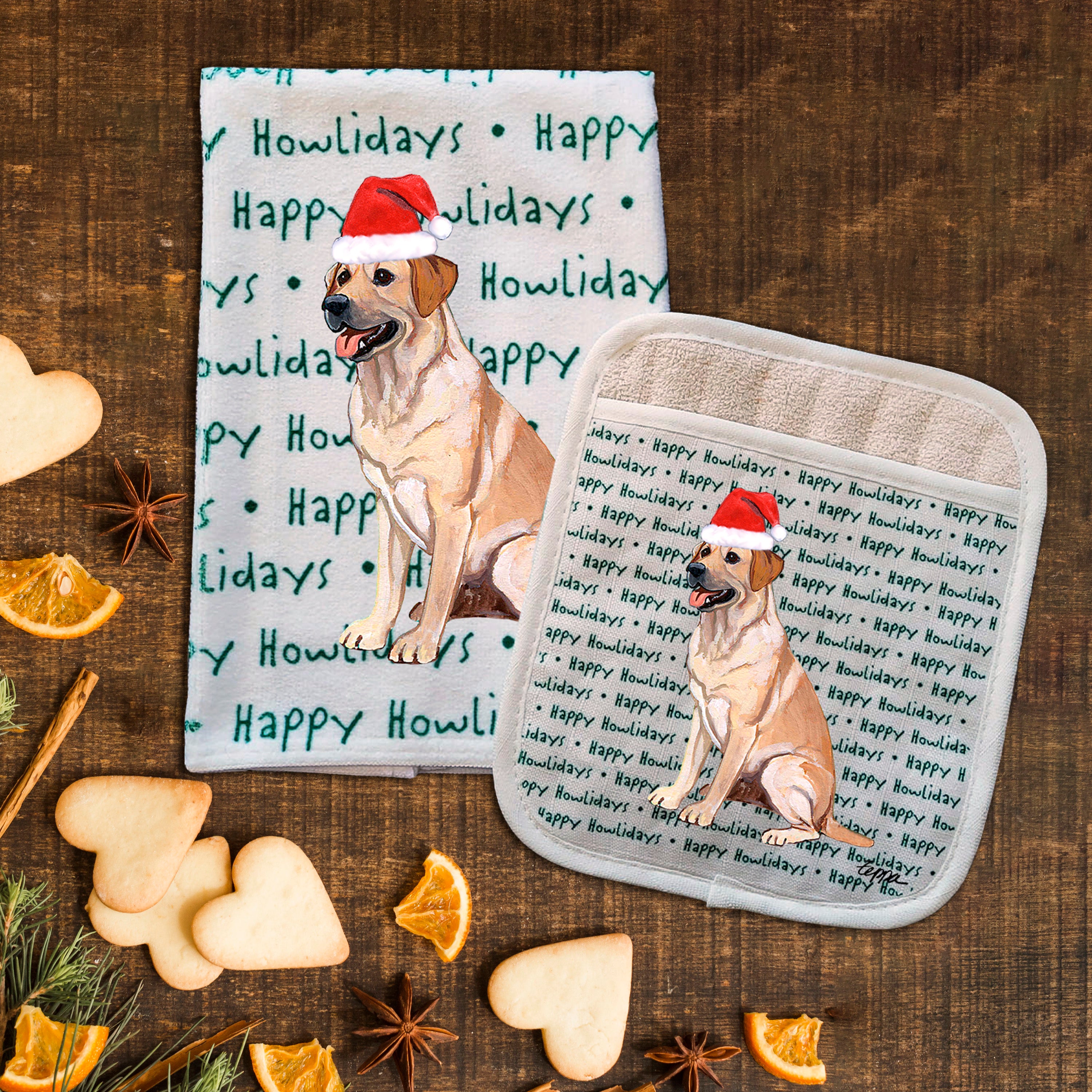 Labrador Retriever Christmas Kitchen Textiles Set