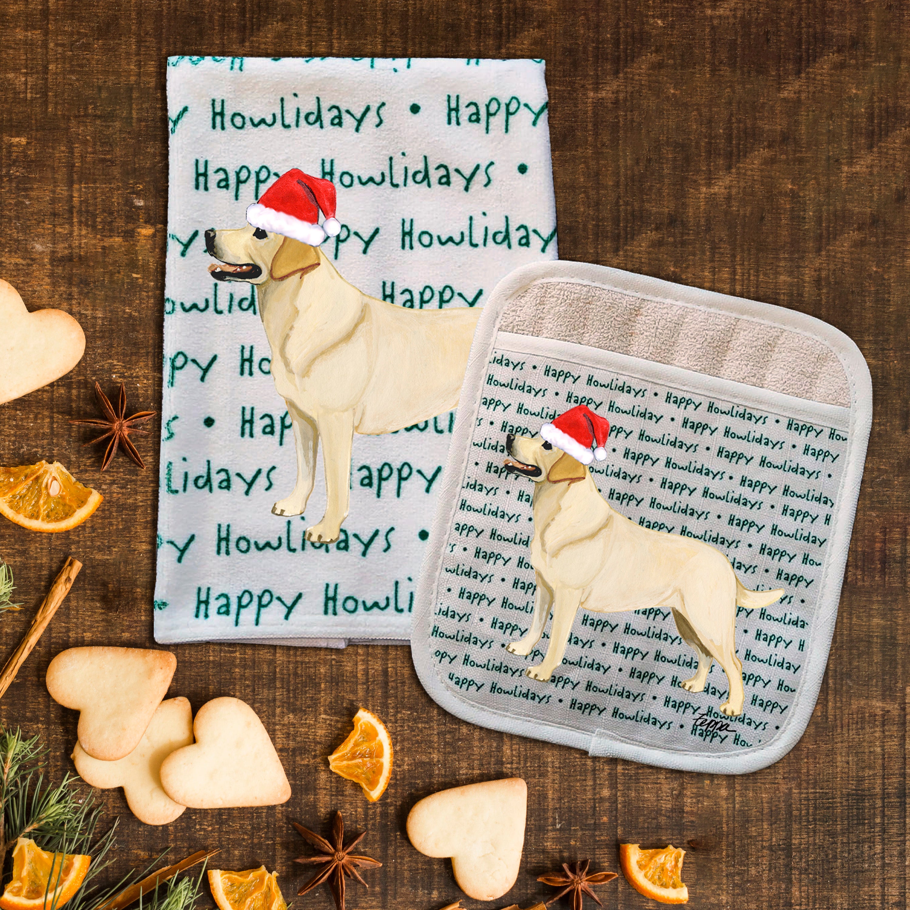 Labrador Retriever Christmas Kitchen Textiles Set