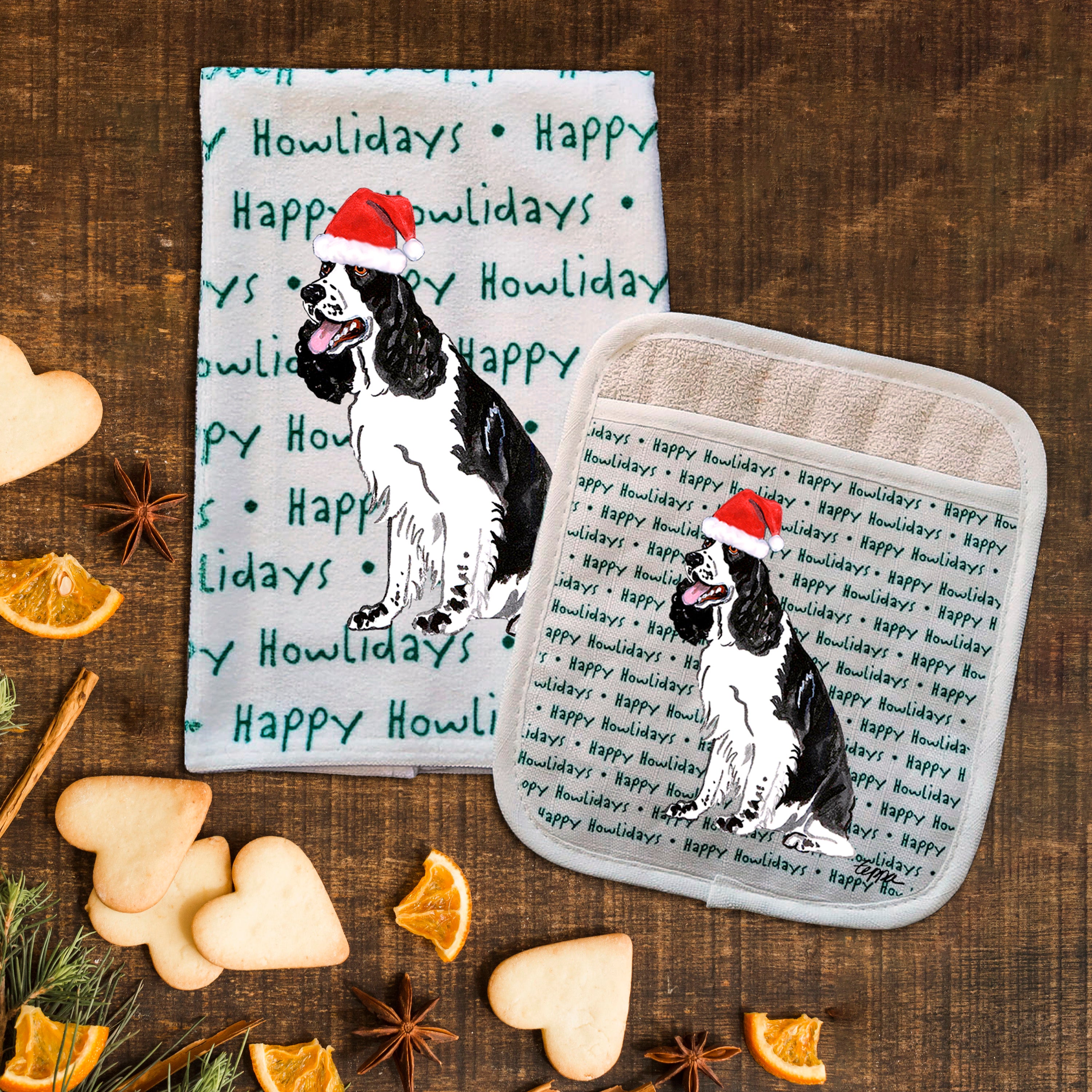 Springer Spaniel Christmas Kitchen Textiles Set