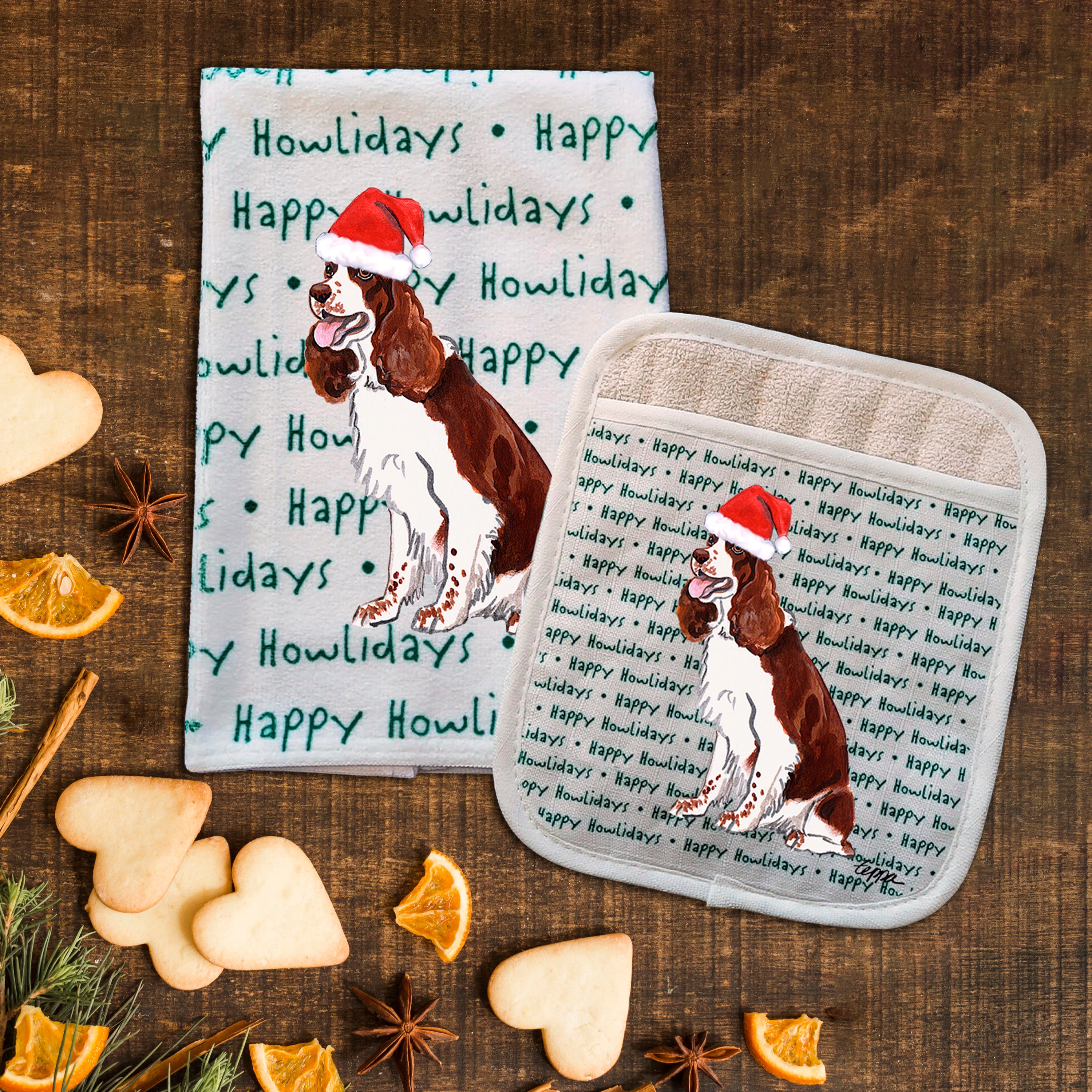 Springer Spaniel Christmas Kitchen Textiles Set