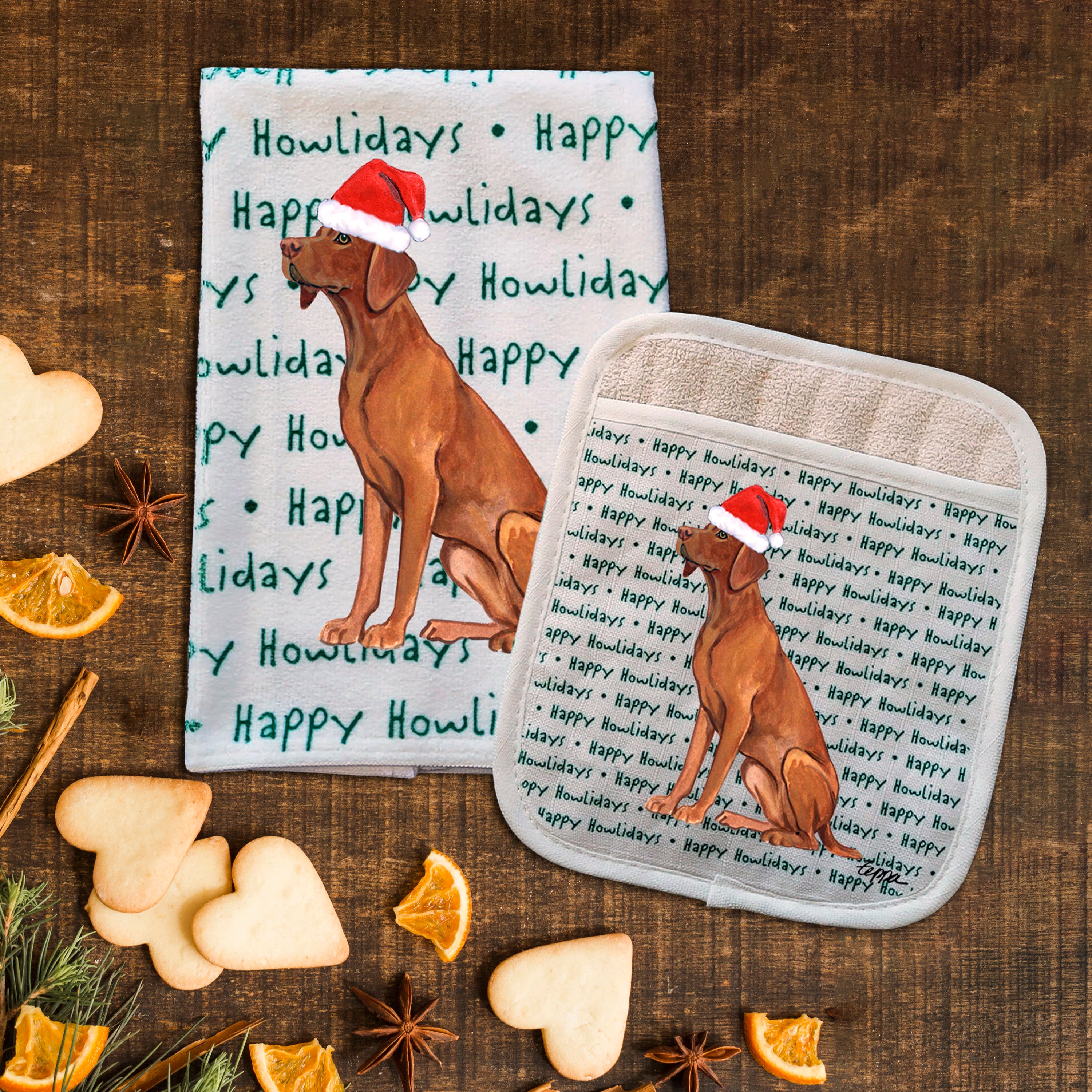Vizsla Christmas Kitchen Textiles Set