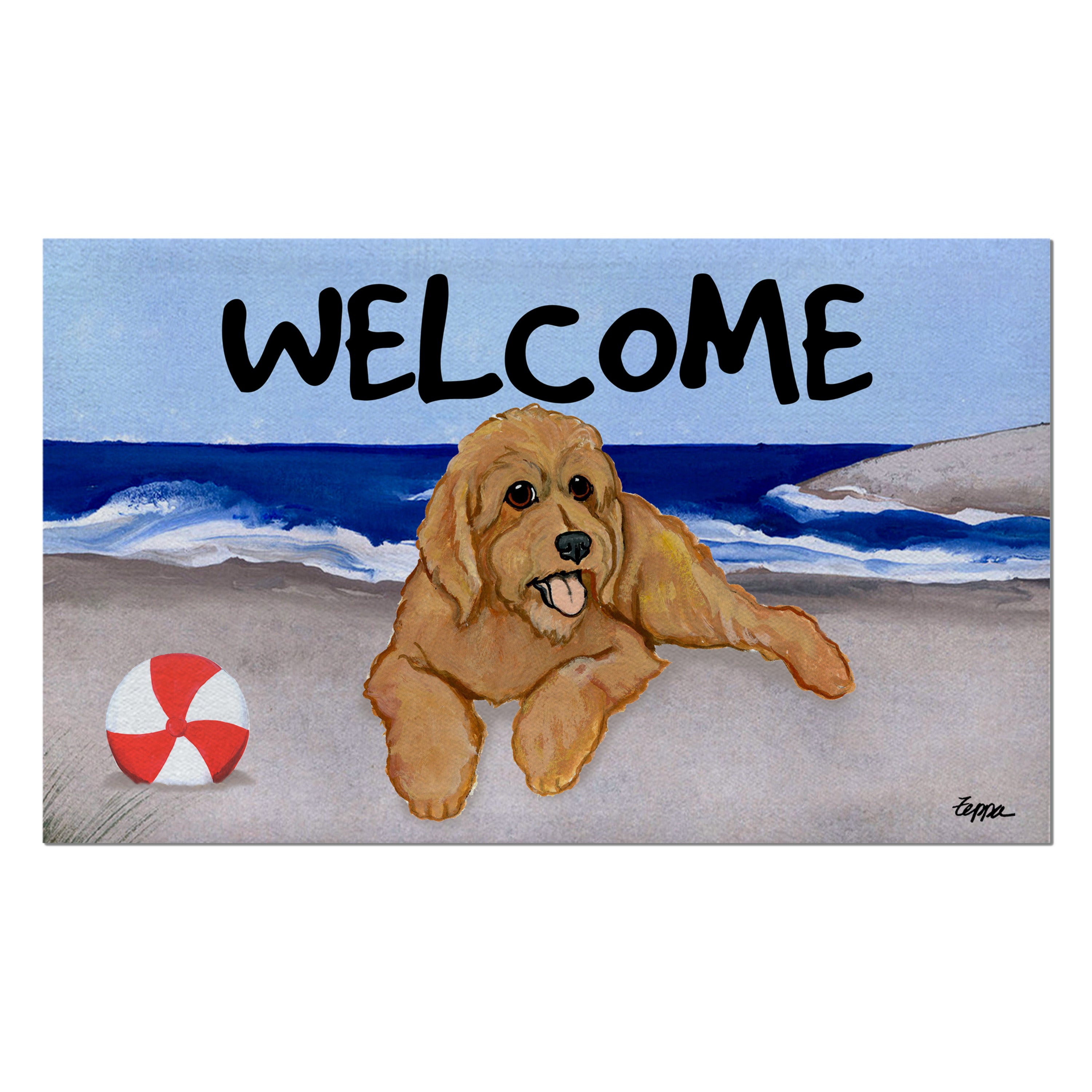 Golden-Labra Doodle Welcome Mat