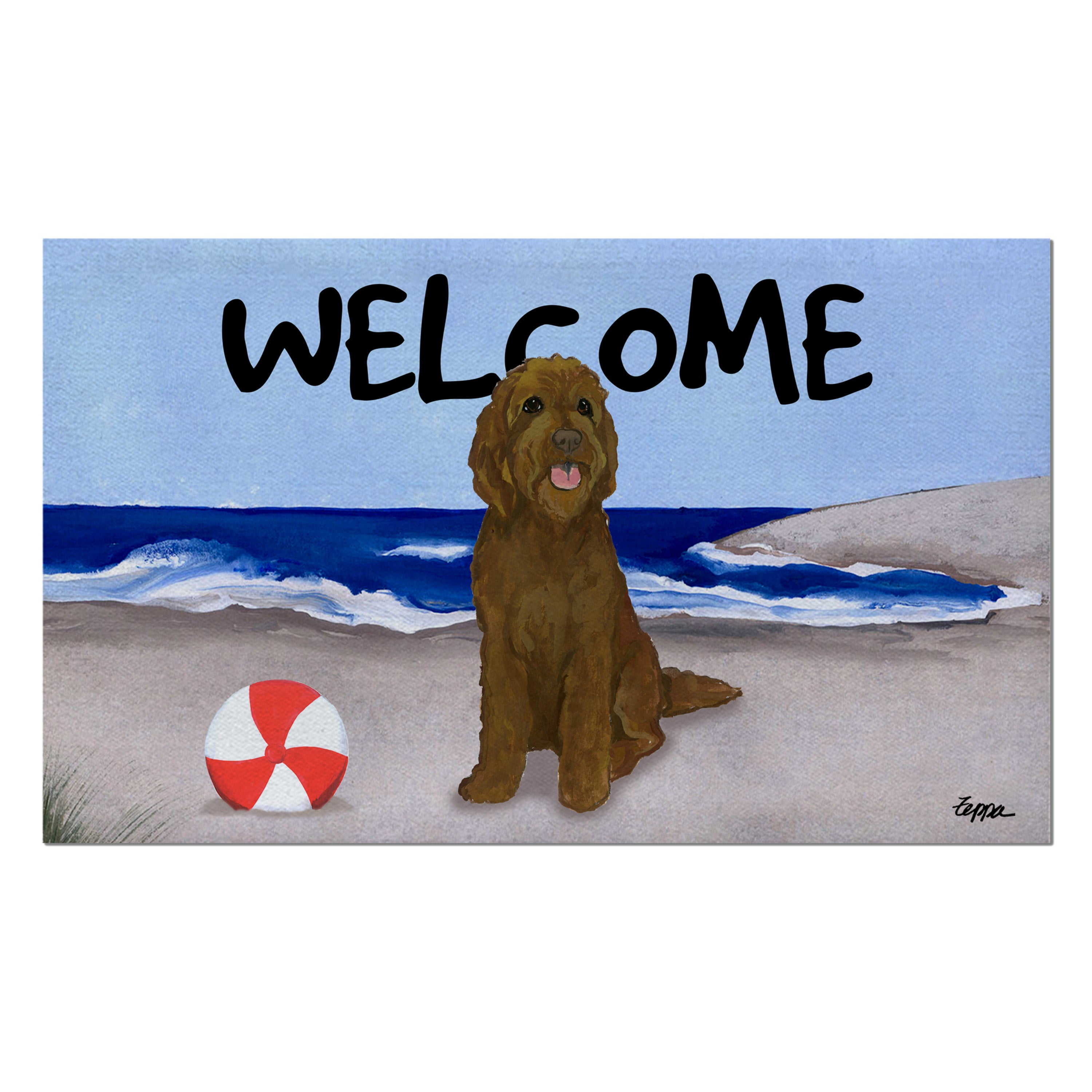 Golden-Labra Doodle Welcome Mat