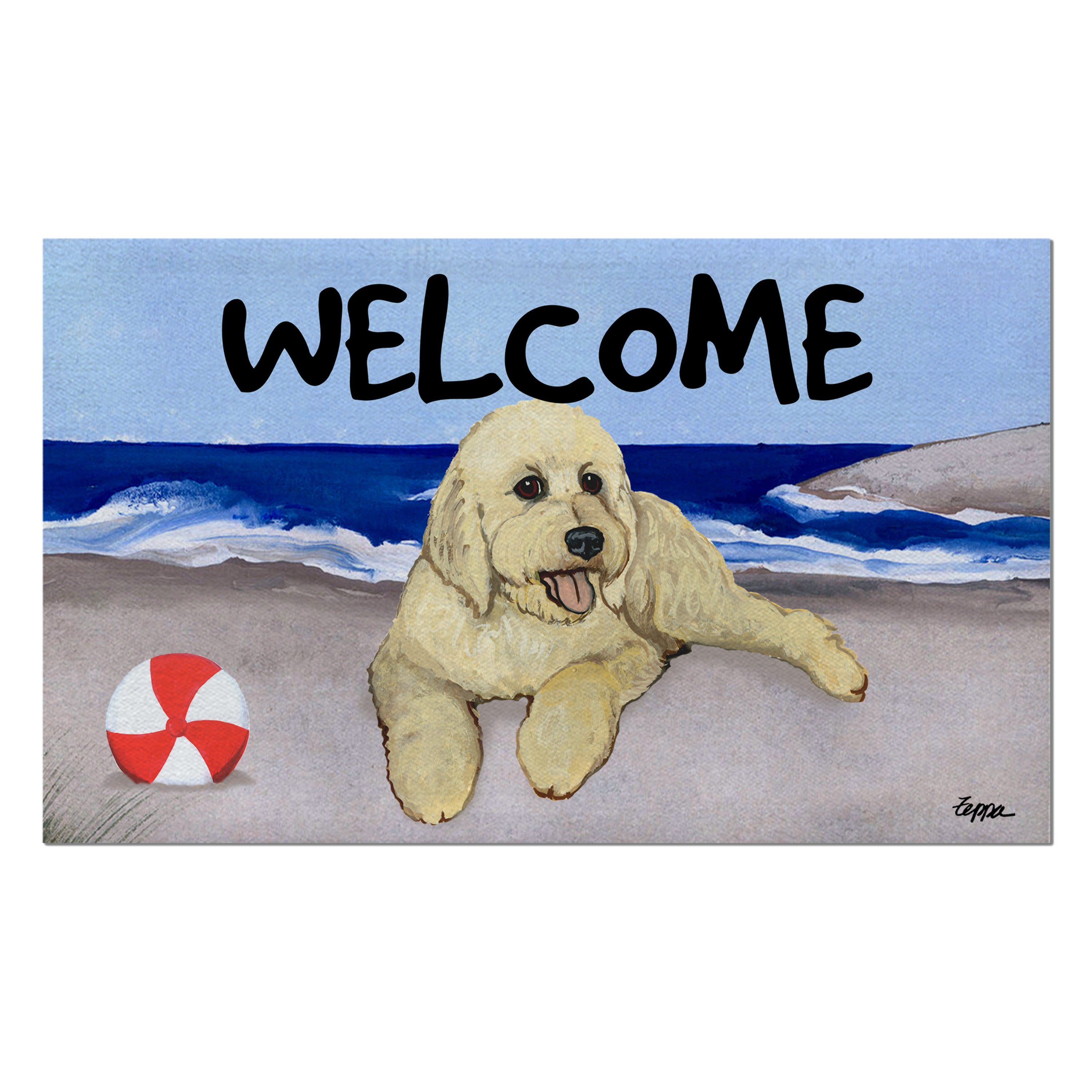Golden-Labra Doodle Welcome Mat