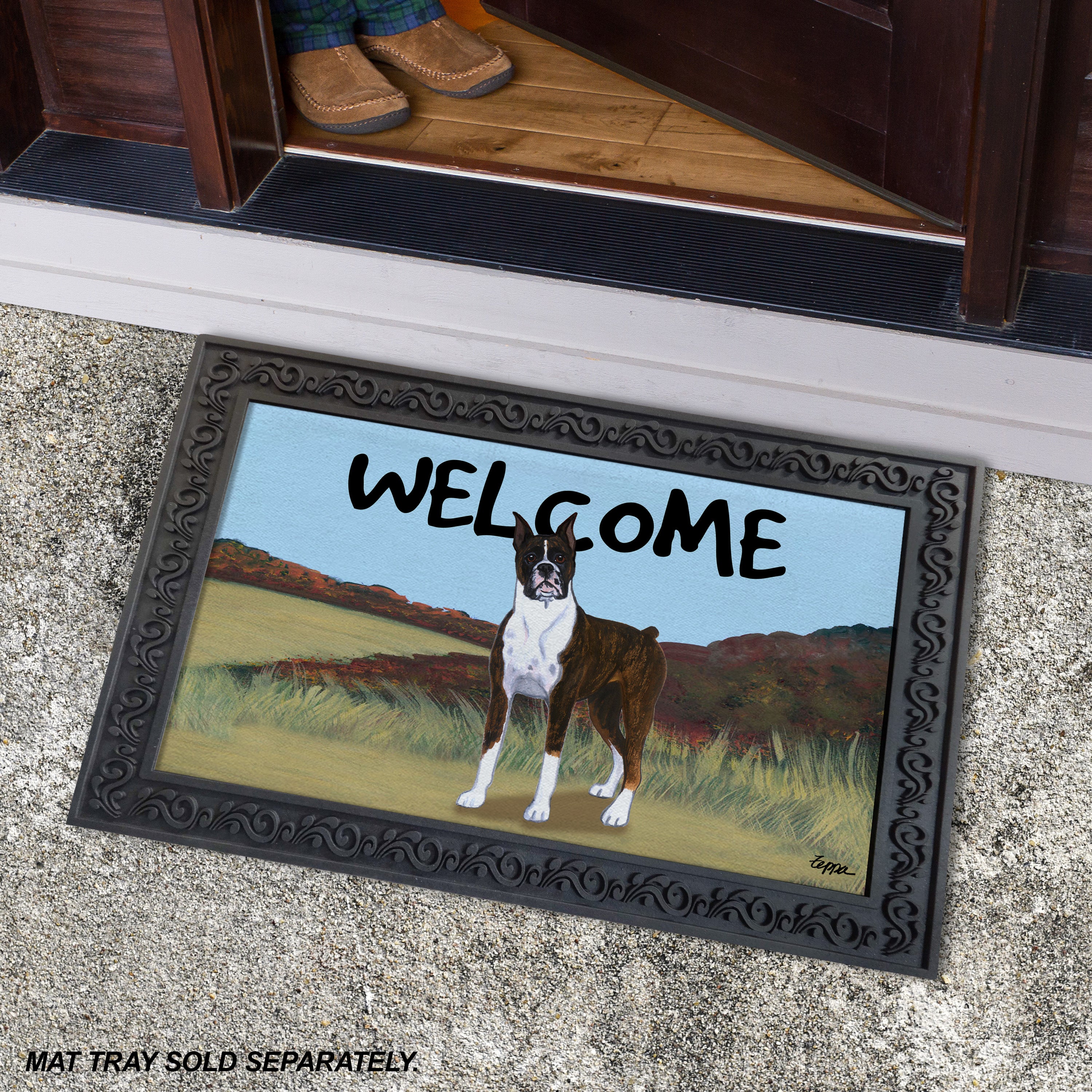 Boxer Standing Welcome Mat