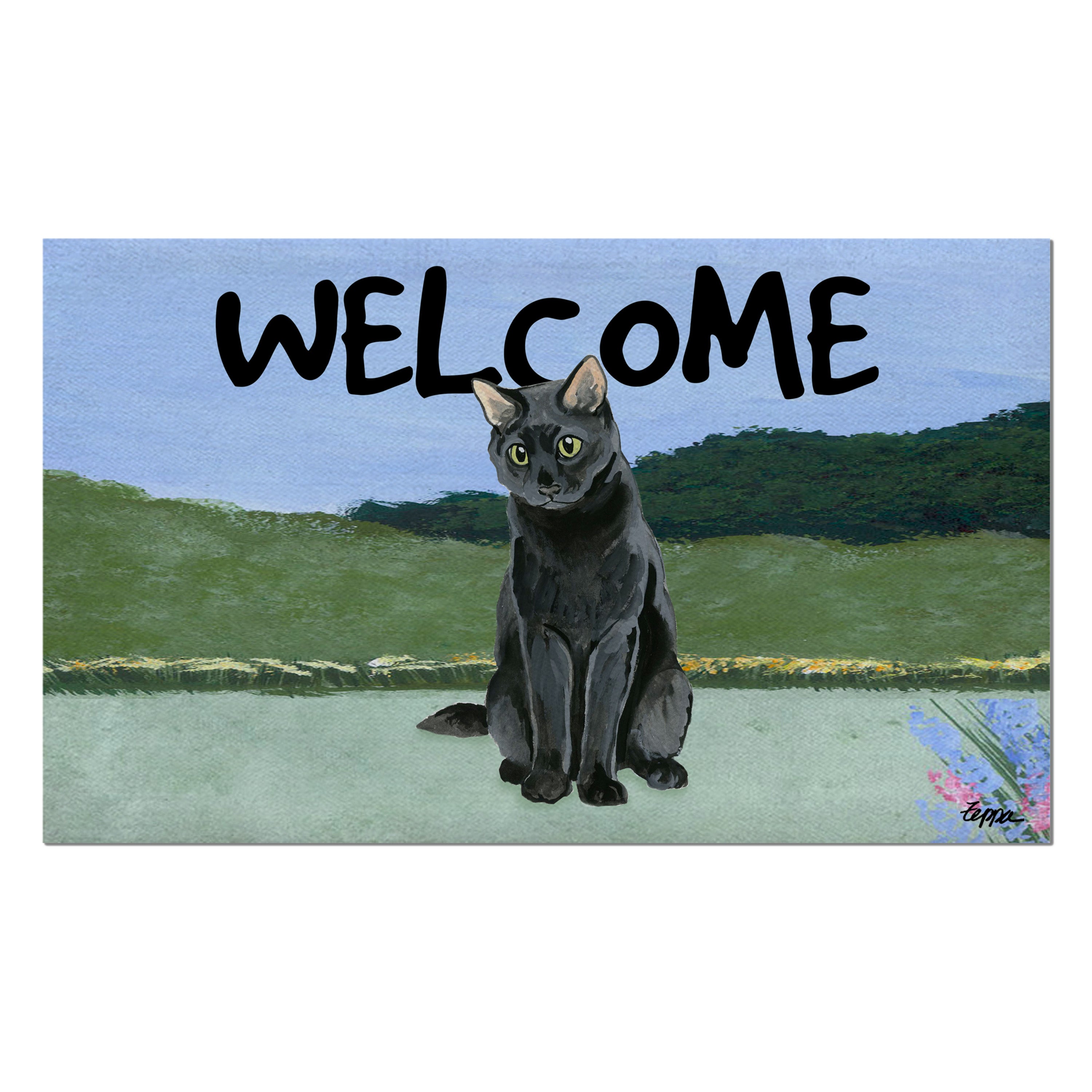 Black Cat Welcome Mat