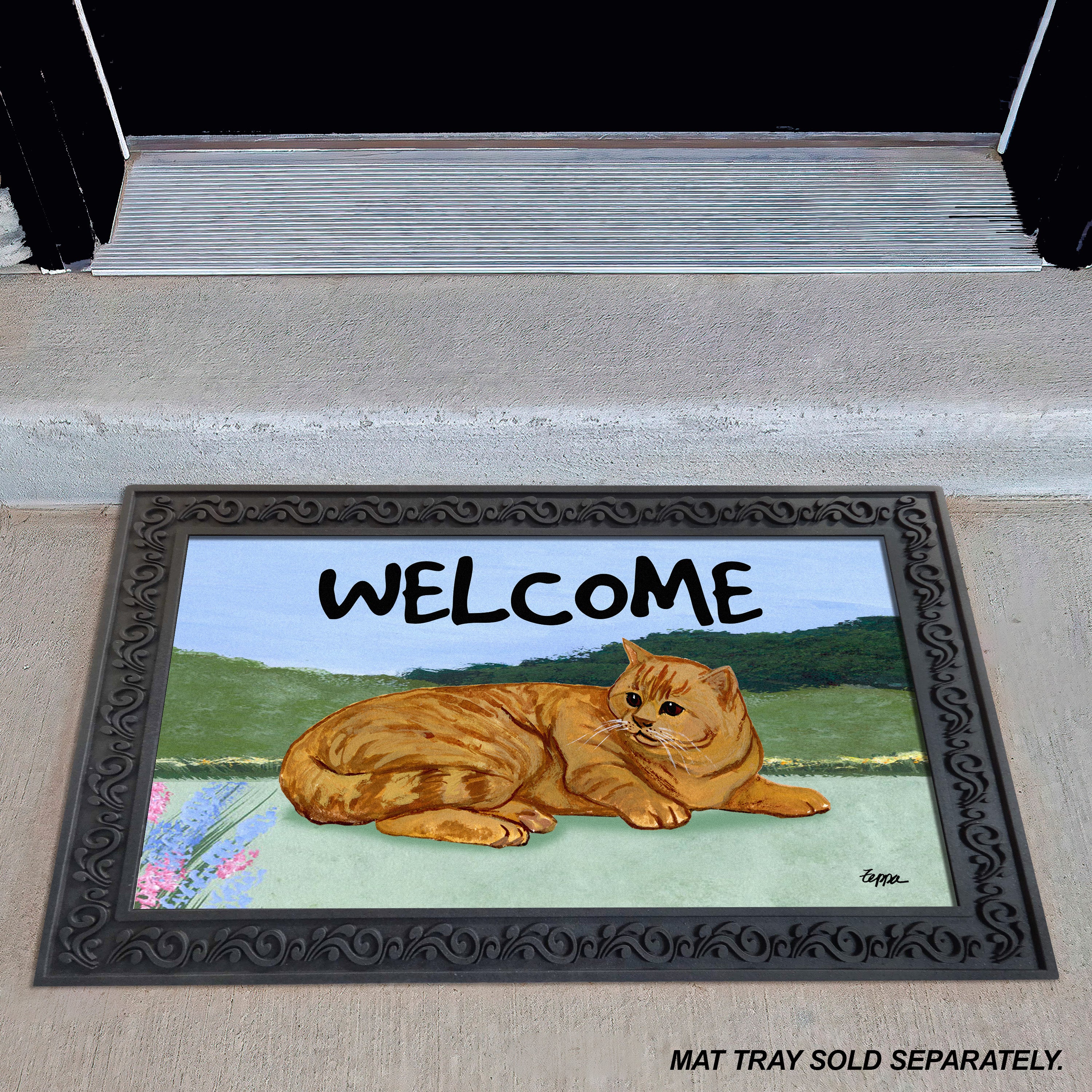 Ornage Tabby Cat Welcome Mat