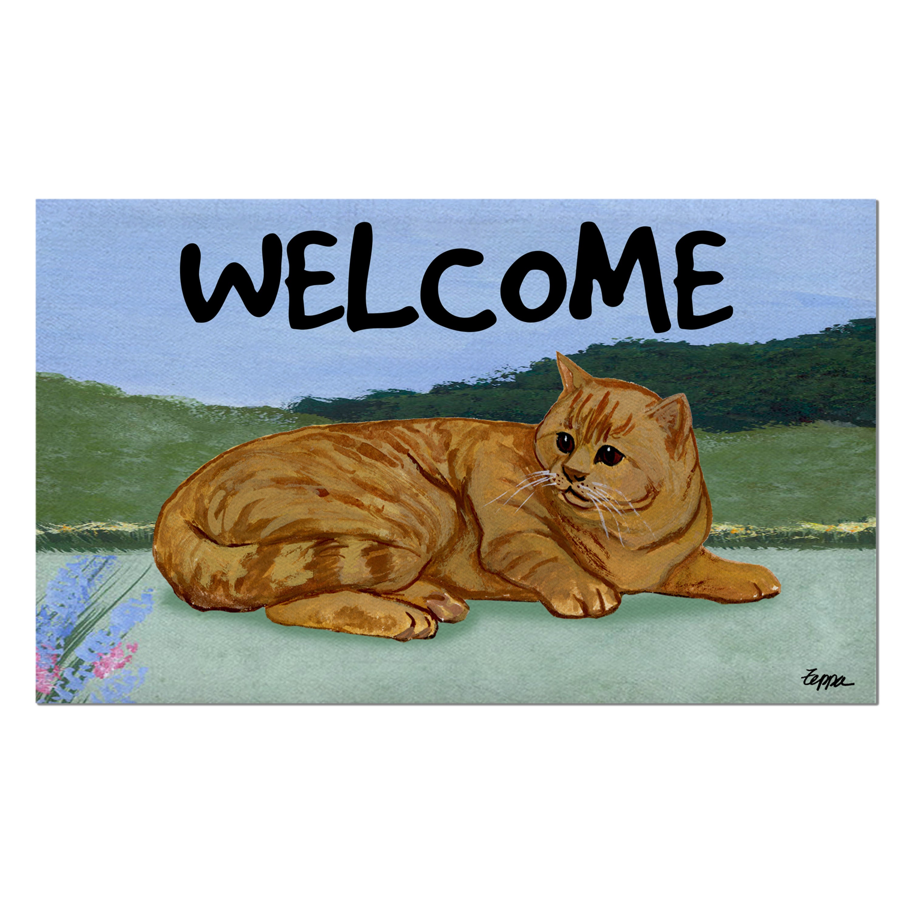 Ornage Tabby Cat Welcome Mat