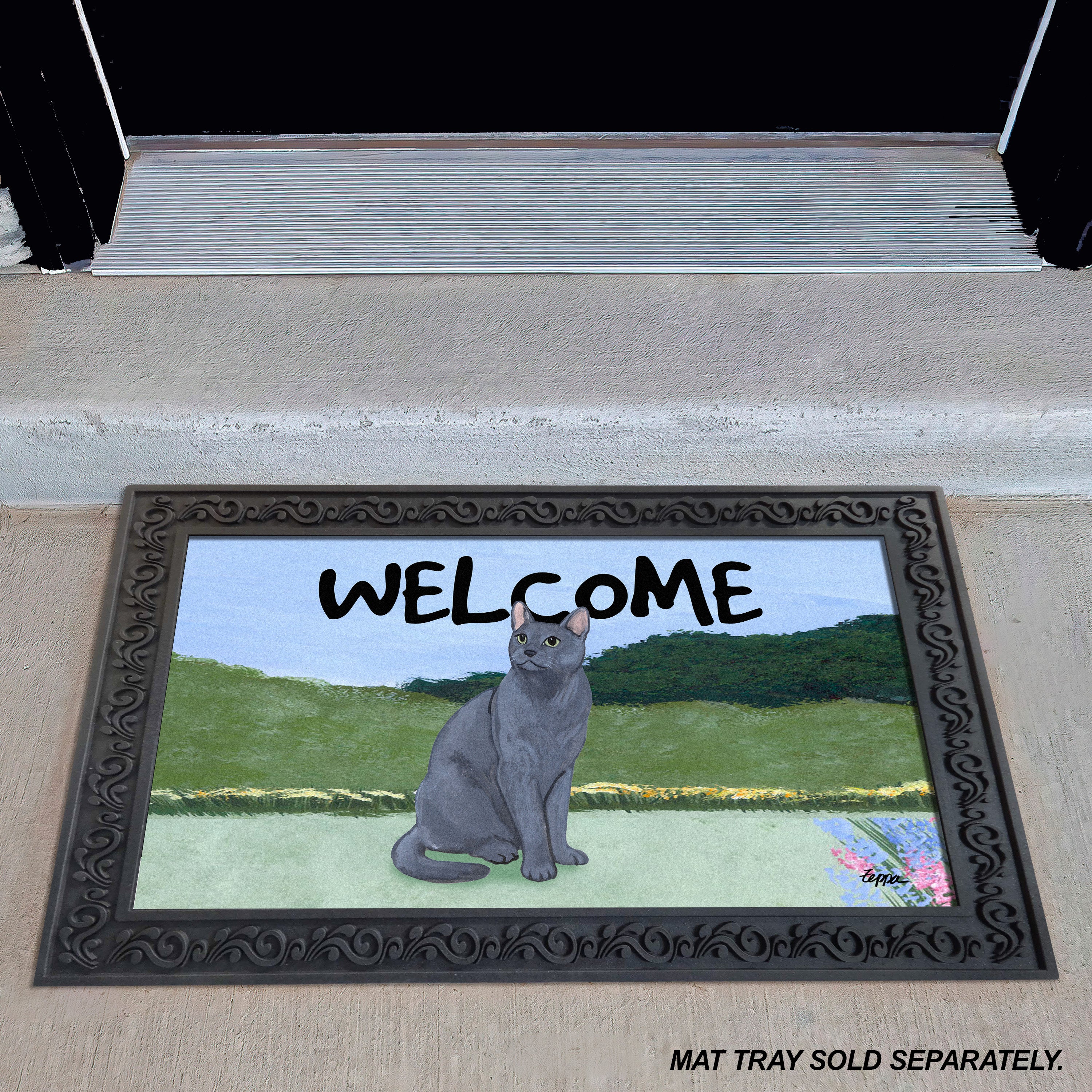 Russian Blue Cat Welcome Mat