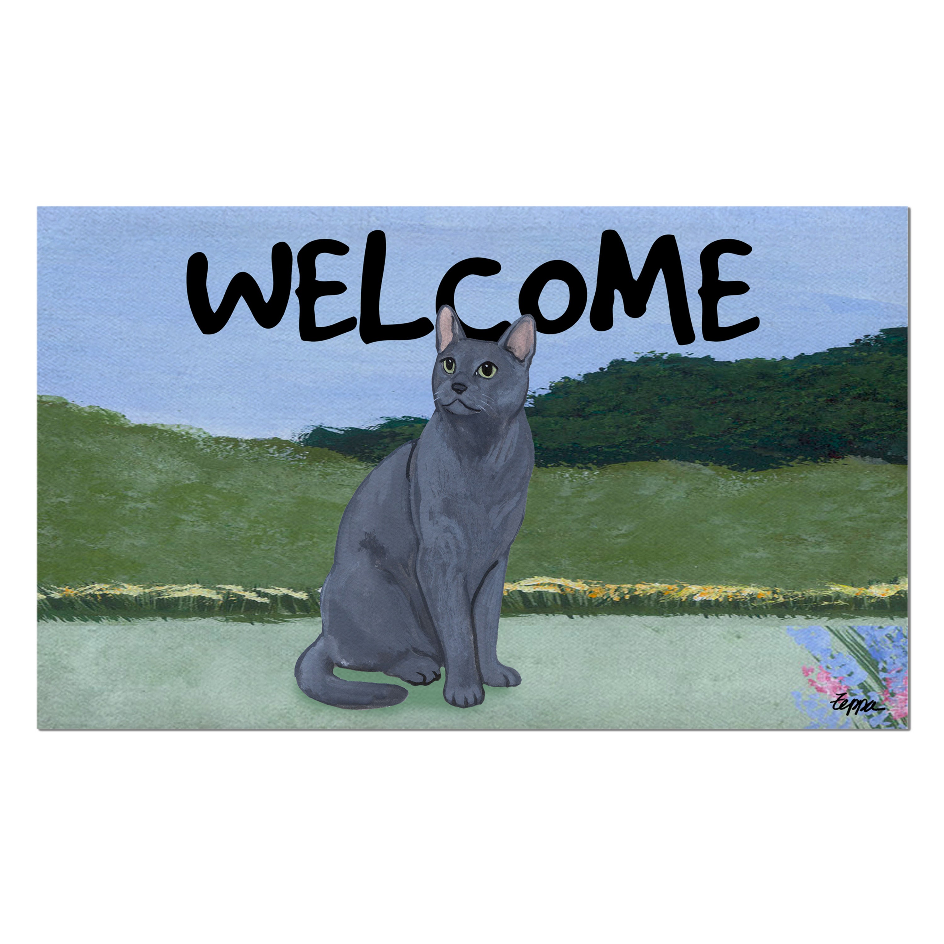 Russian Blue Cat Welcome Mat