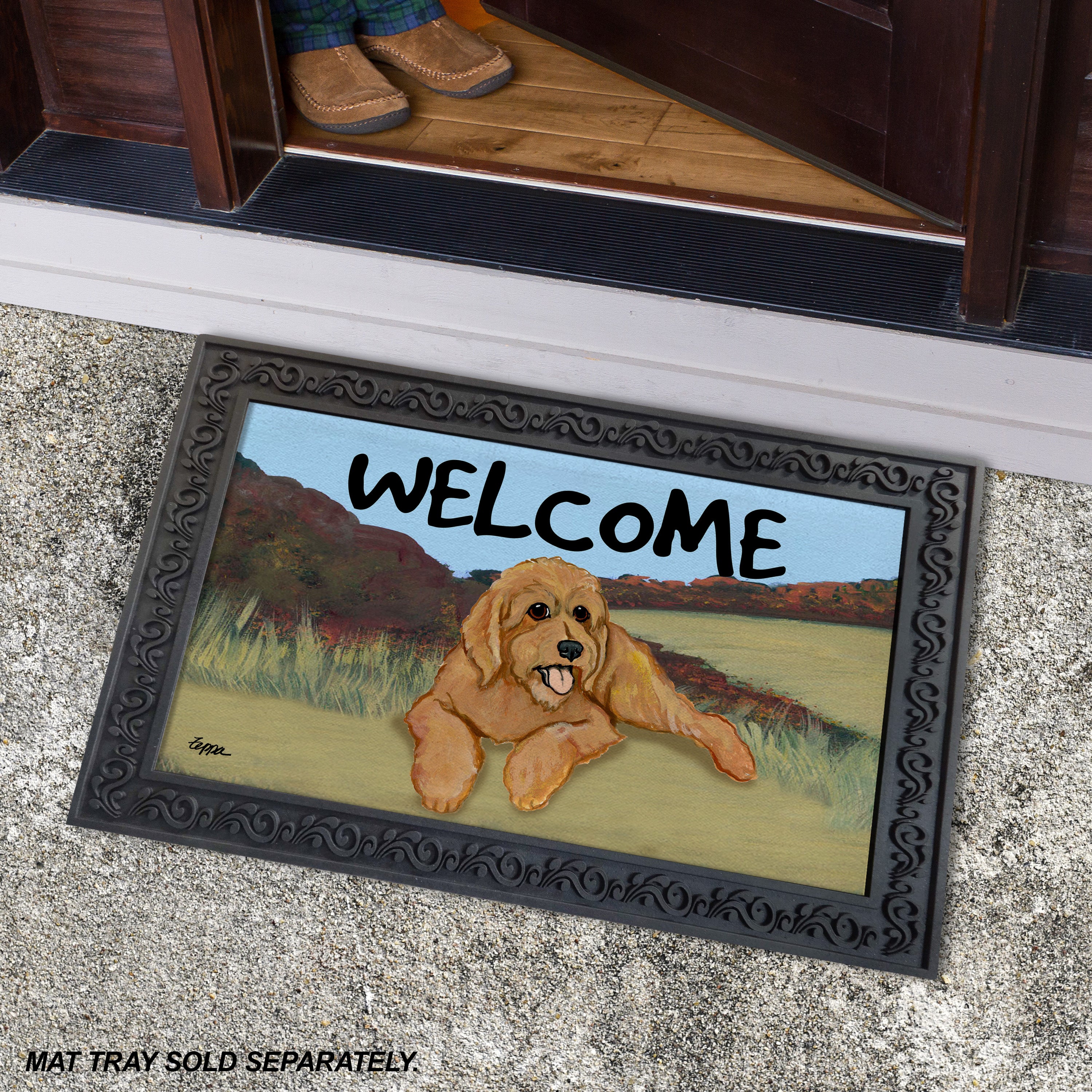Golden-Labra Doodle Welcome Mat