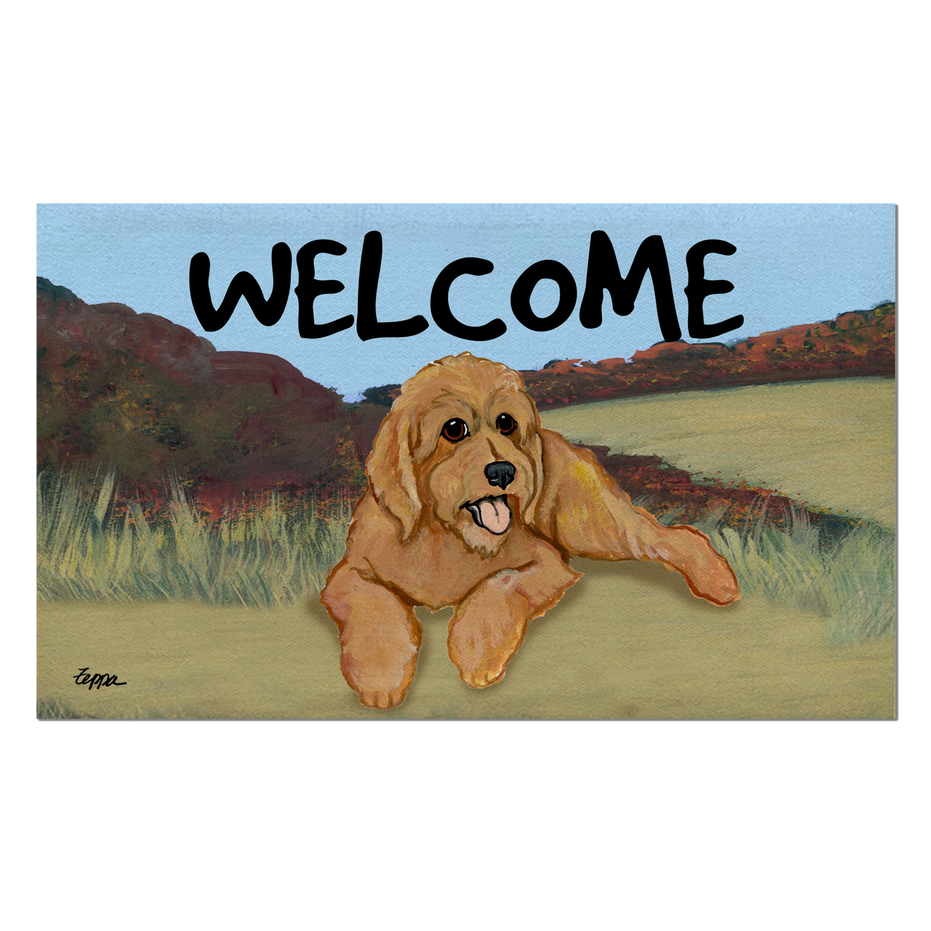 Golden-Labra Doodle Welcome Mat