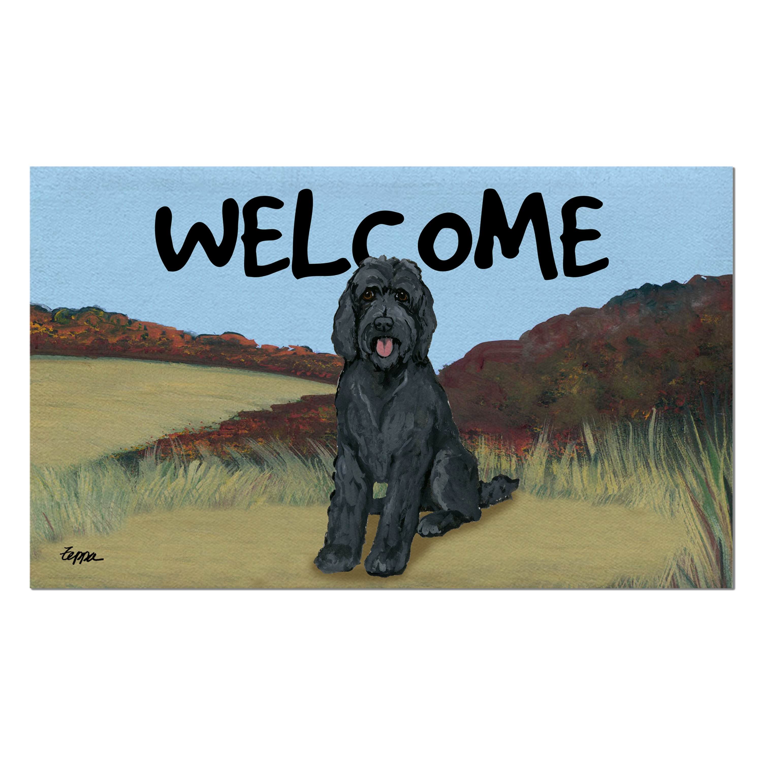 Golden-Labra Doodle Welcome Mat