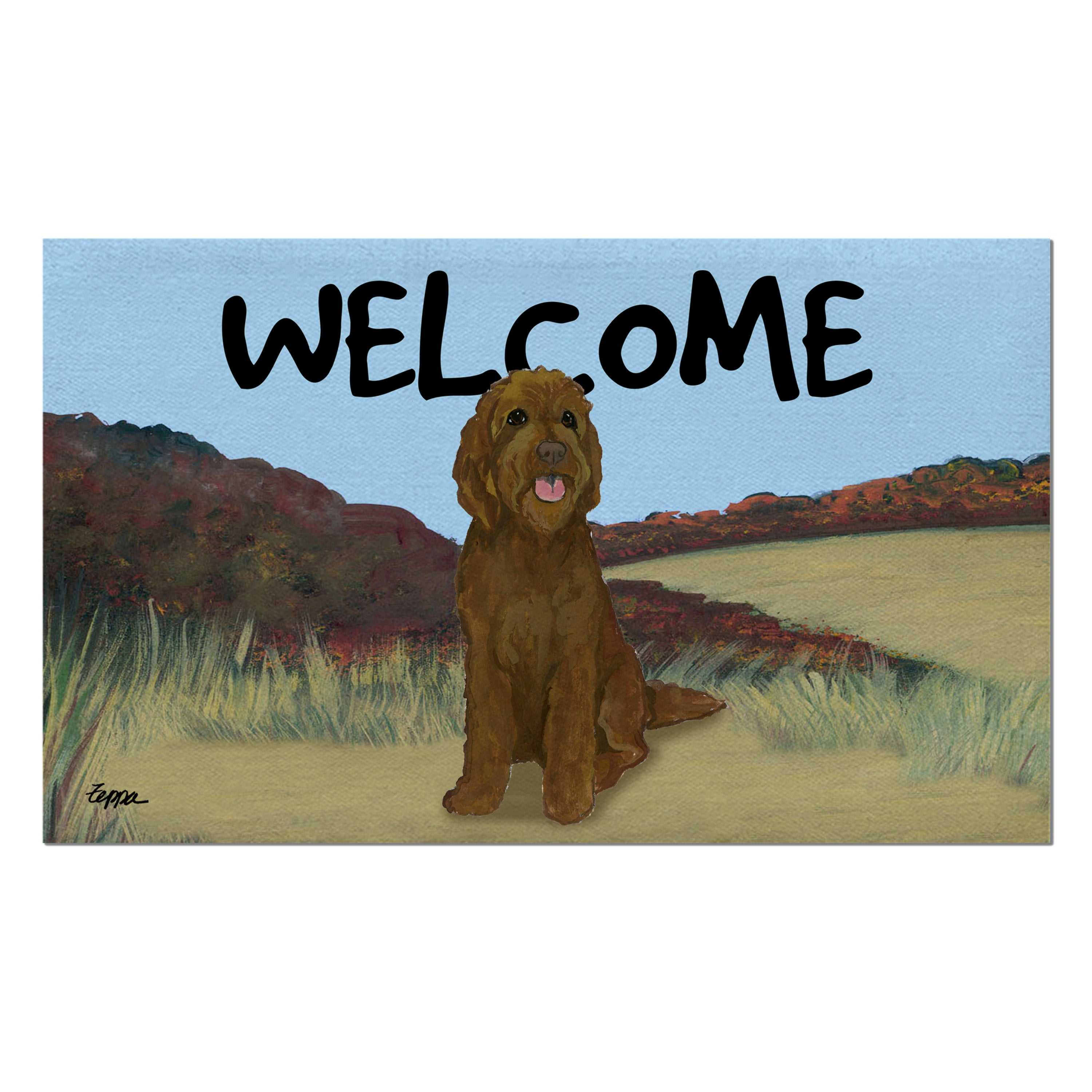 Golden-Labra Doodle Welcome Mat
