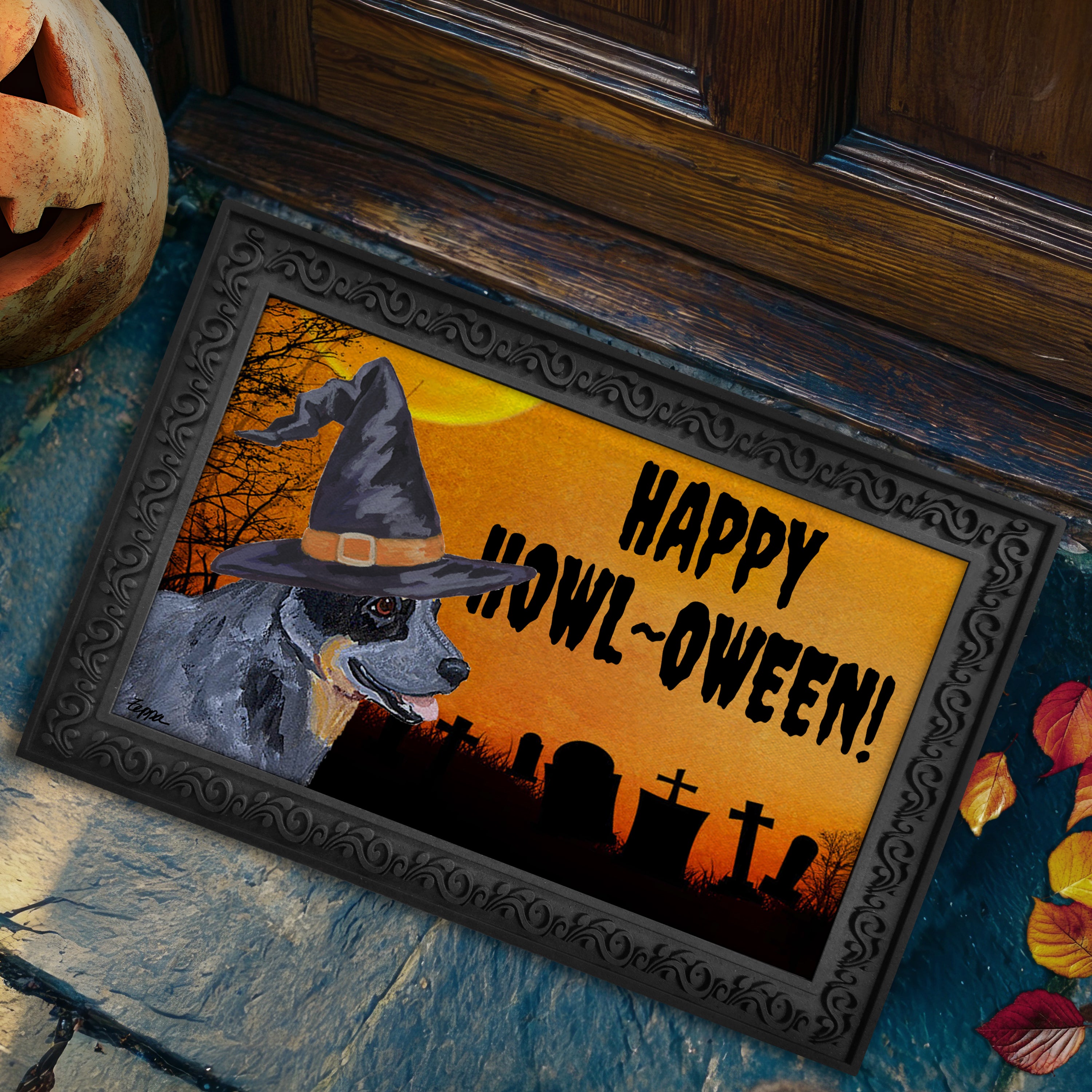 Australian Cattle Dog Halloween Welcome Mat