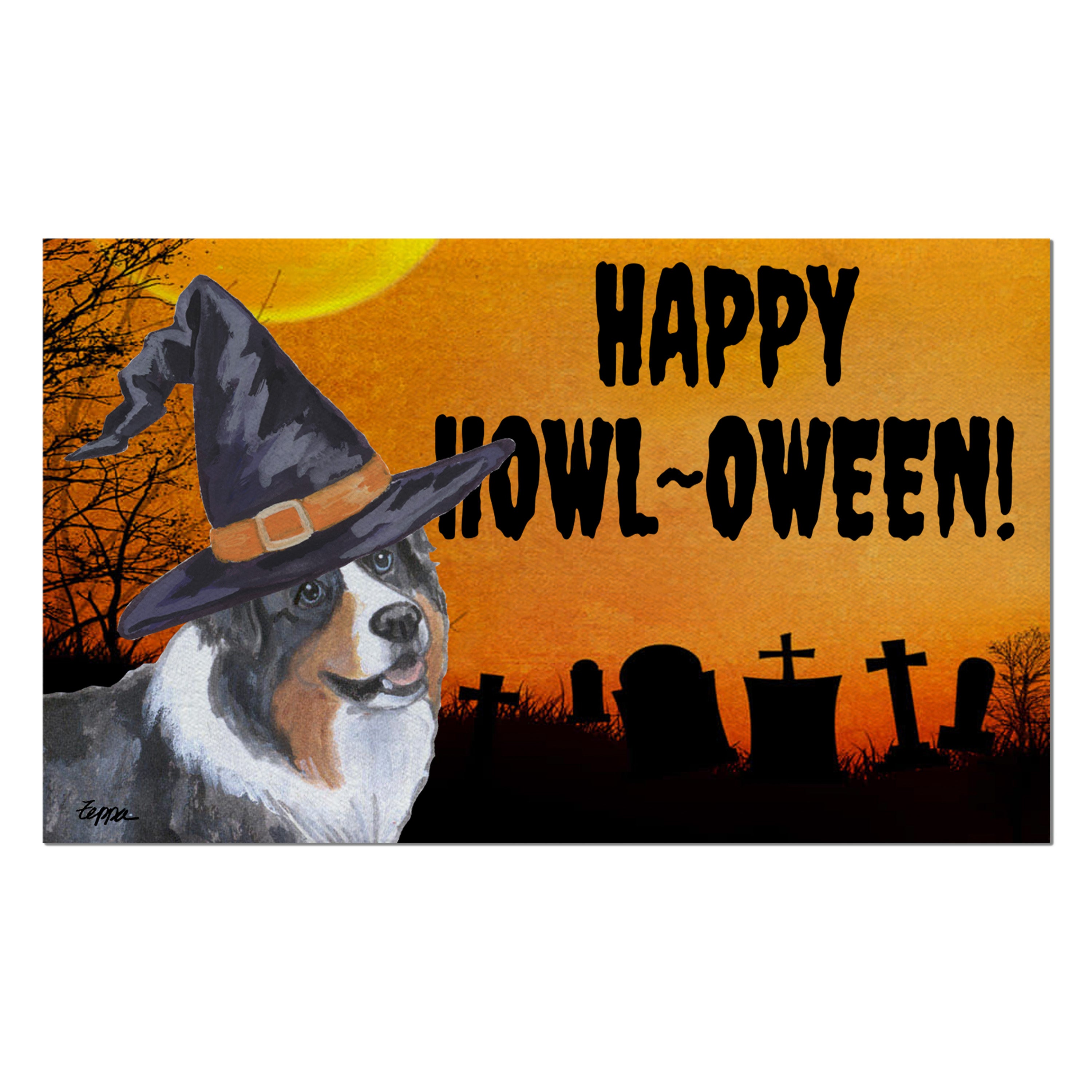 Australian Shepherd Halloween Welcome Mat