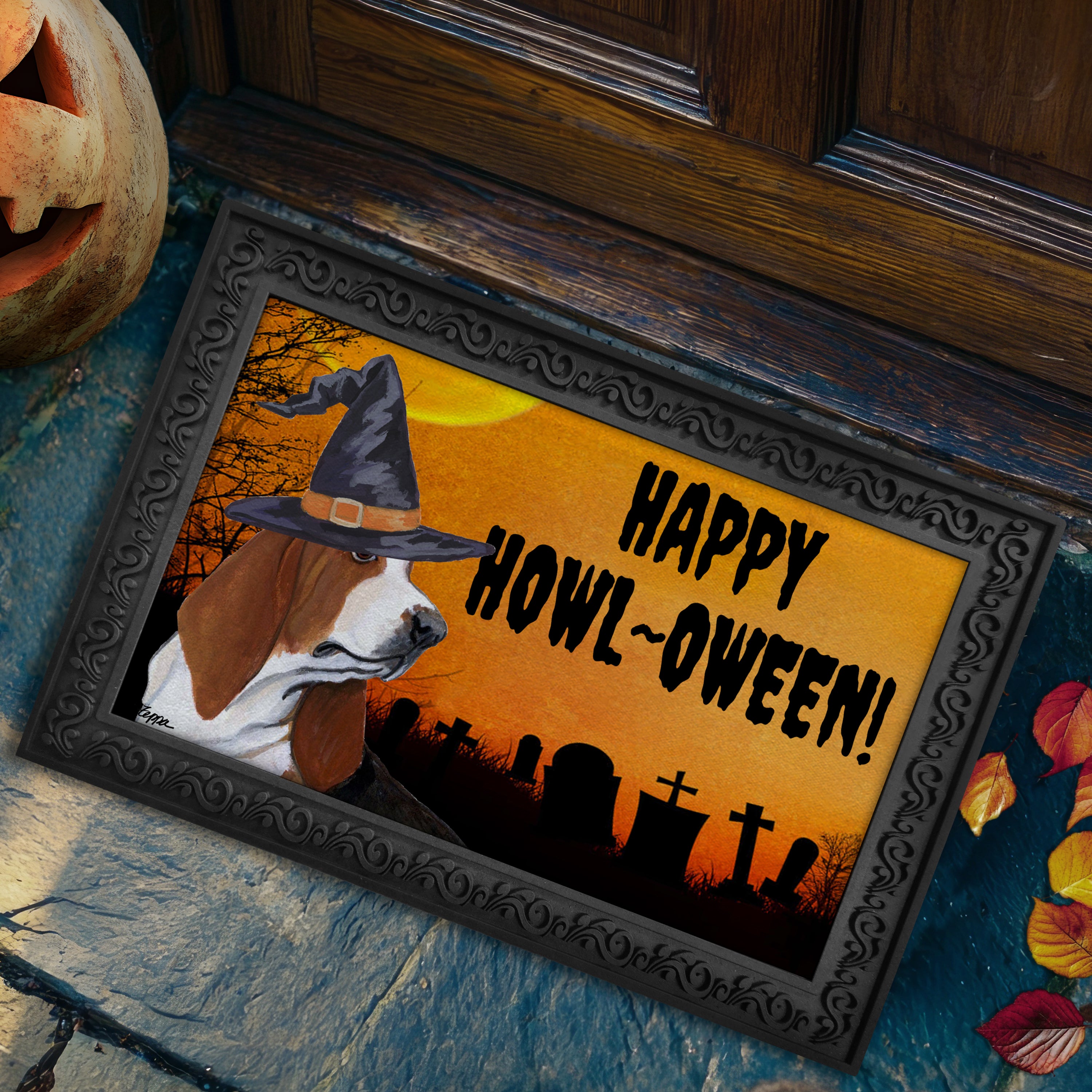 Basset Hound      Halloween Welcome Mat