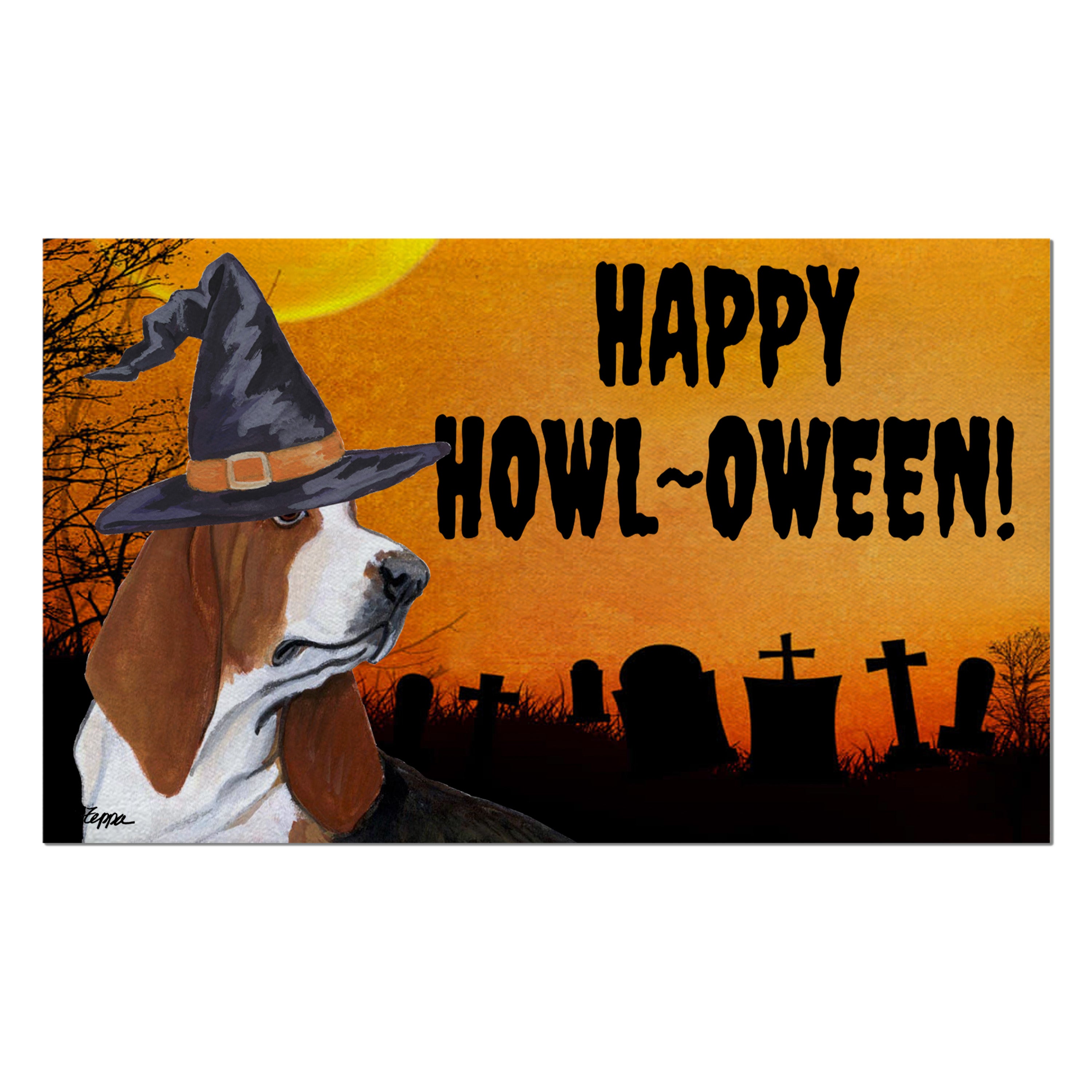 Basset Hound      Halloween Welcome Mat