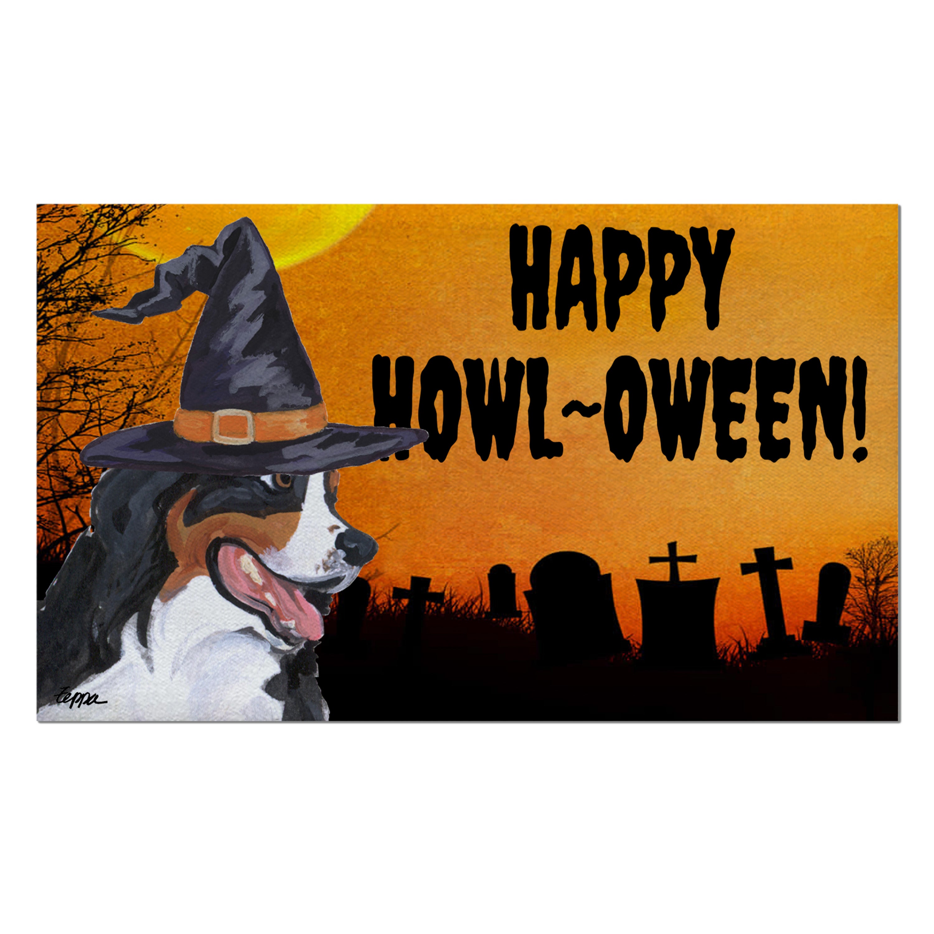 Bernese Mountain Dog Halloween Welcome Mat