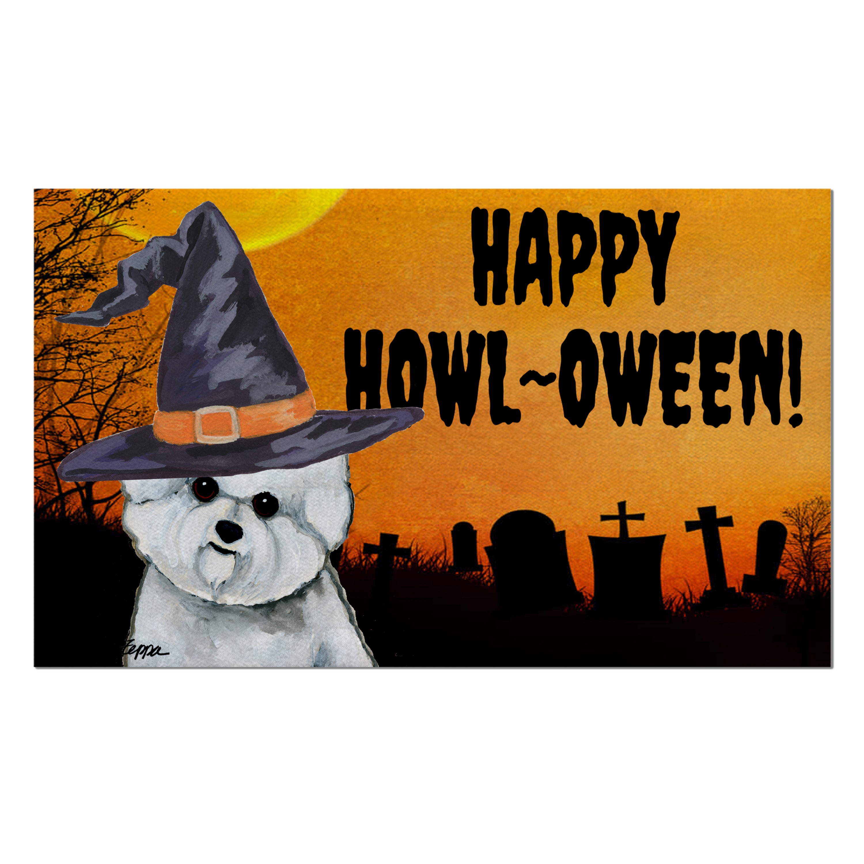 Bichon Frise Halloween Welcome Mat