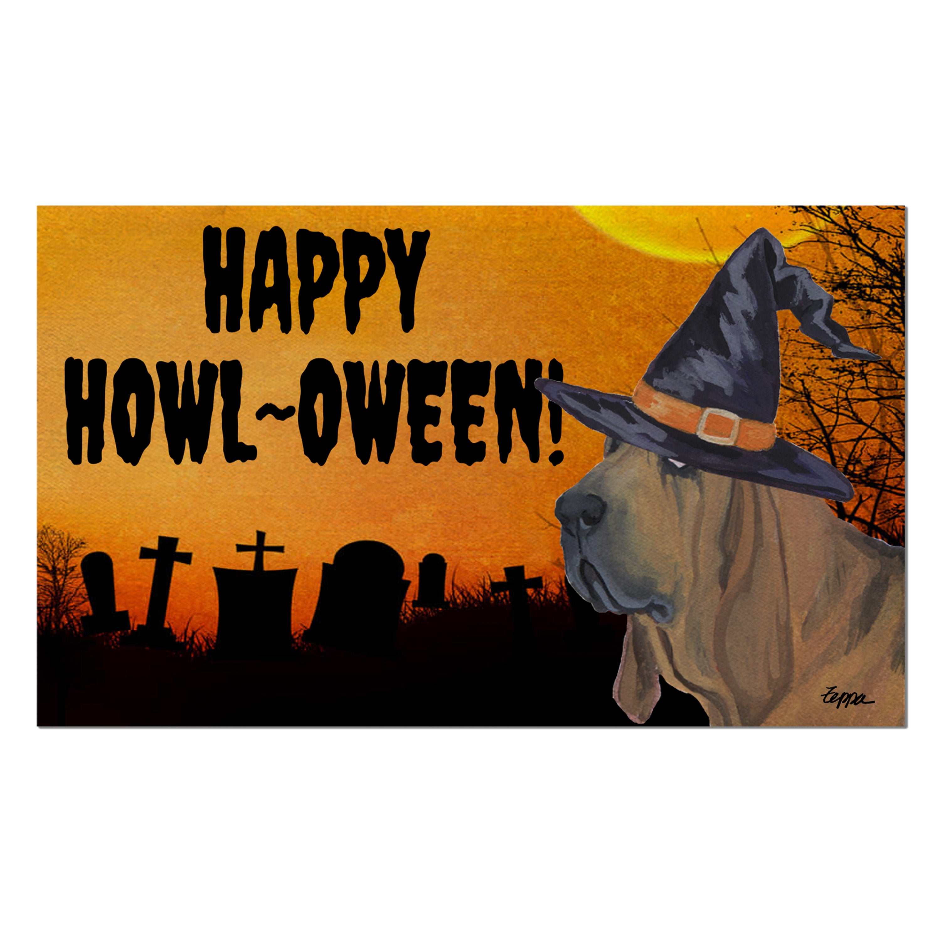 Bloodhound Halloween Welcome Mat